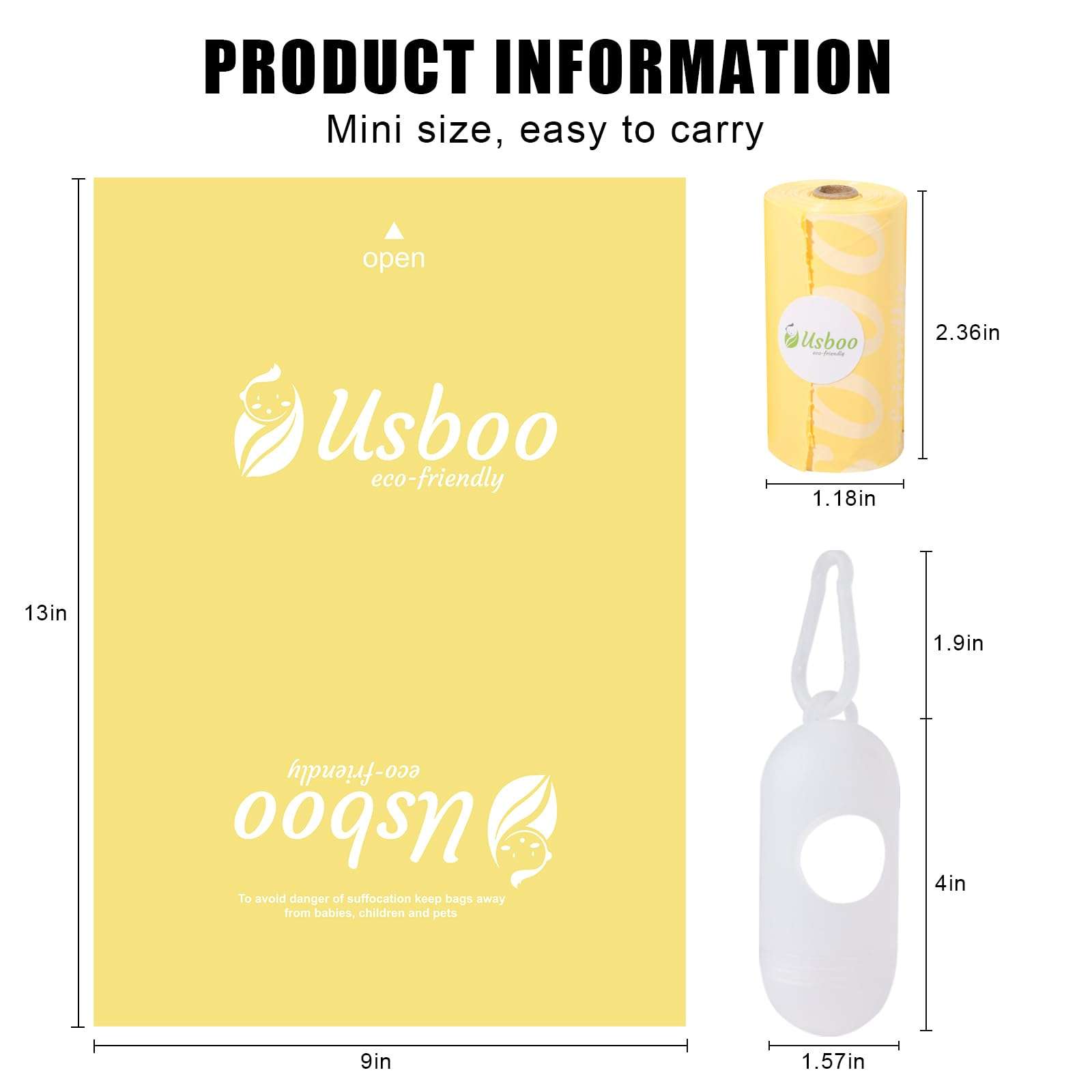 USBOO Diaper Disposal Bags - 20 Refill Rolls/300 Pack Baby Poop Bag with Dispenser | Tropical Fruit Scented | Leak Proof & Trash Bags for Diapers | Baby Essentials 5