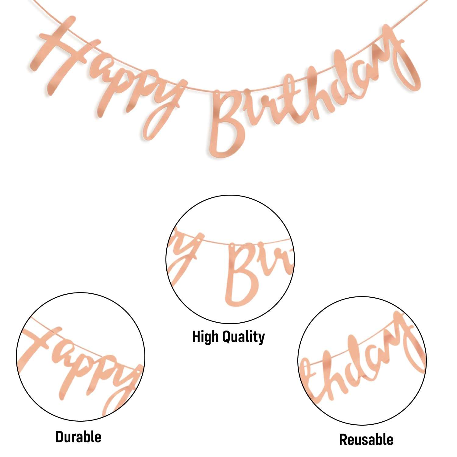 Party Propz Birthday Decoration Kit for Girls – 42 Pcs Rose Gold Birthday Decoration Kit with Foil Balloons, Happy Birthday Banner & Rose Gold Balloons for Decoration (Latex, Cardstock, Foil) 4