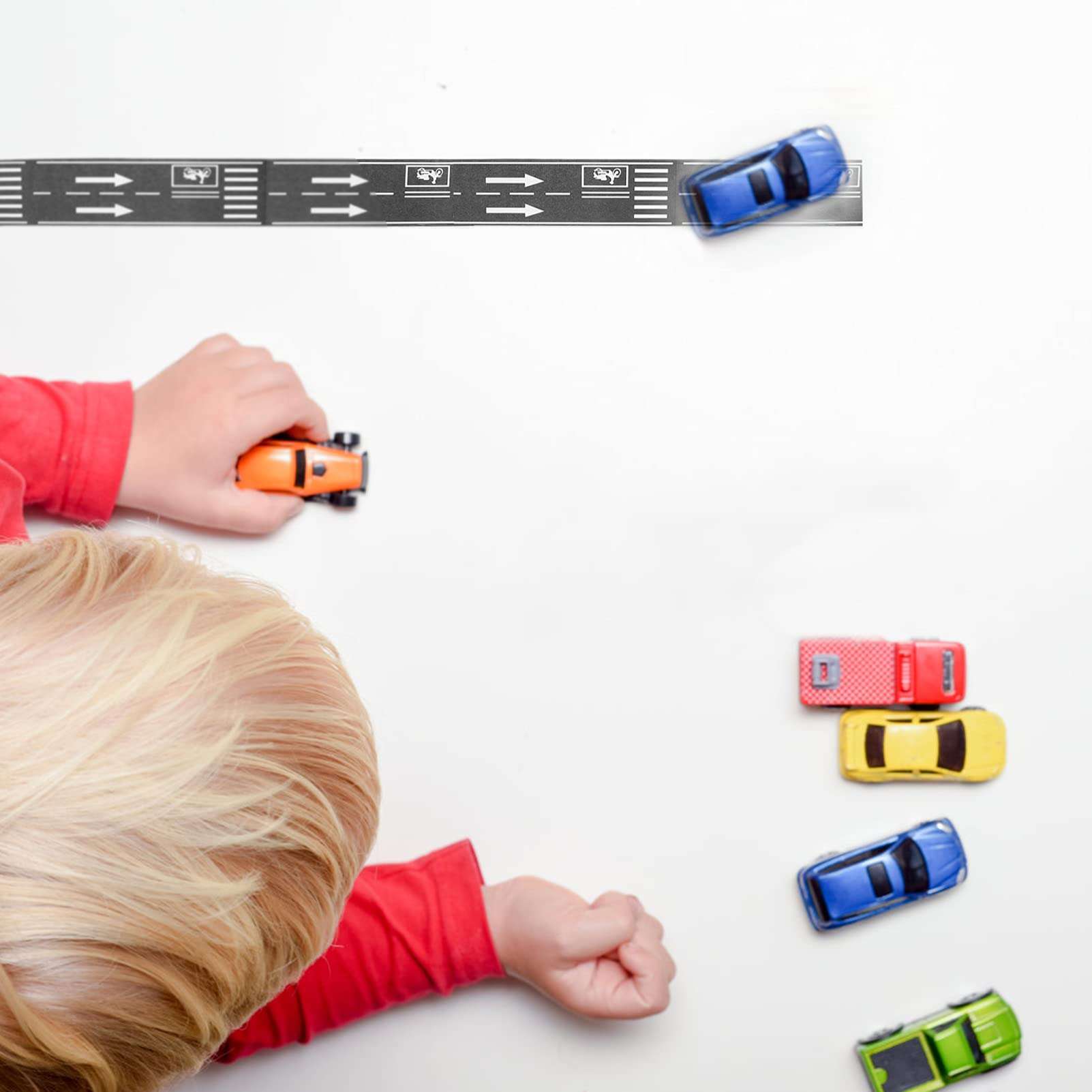 8 car Track washi Tape Rolls Black Tape Car Track Sticker Roll Tape Toy Car Track Toy Vehicle Playsets Tape for Race Toy car Road Tape Cars Railway Road Sticker 6
