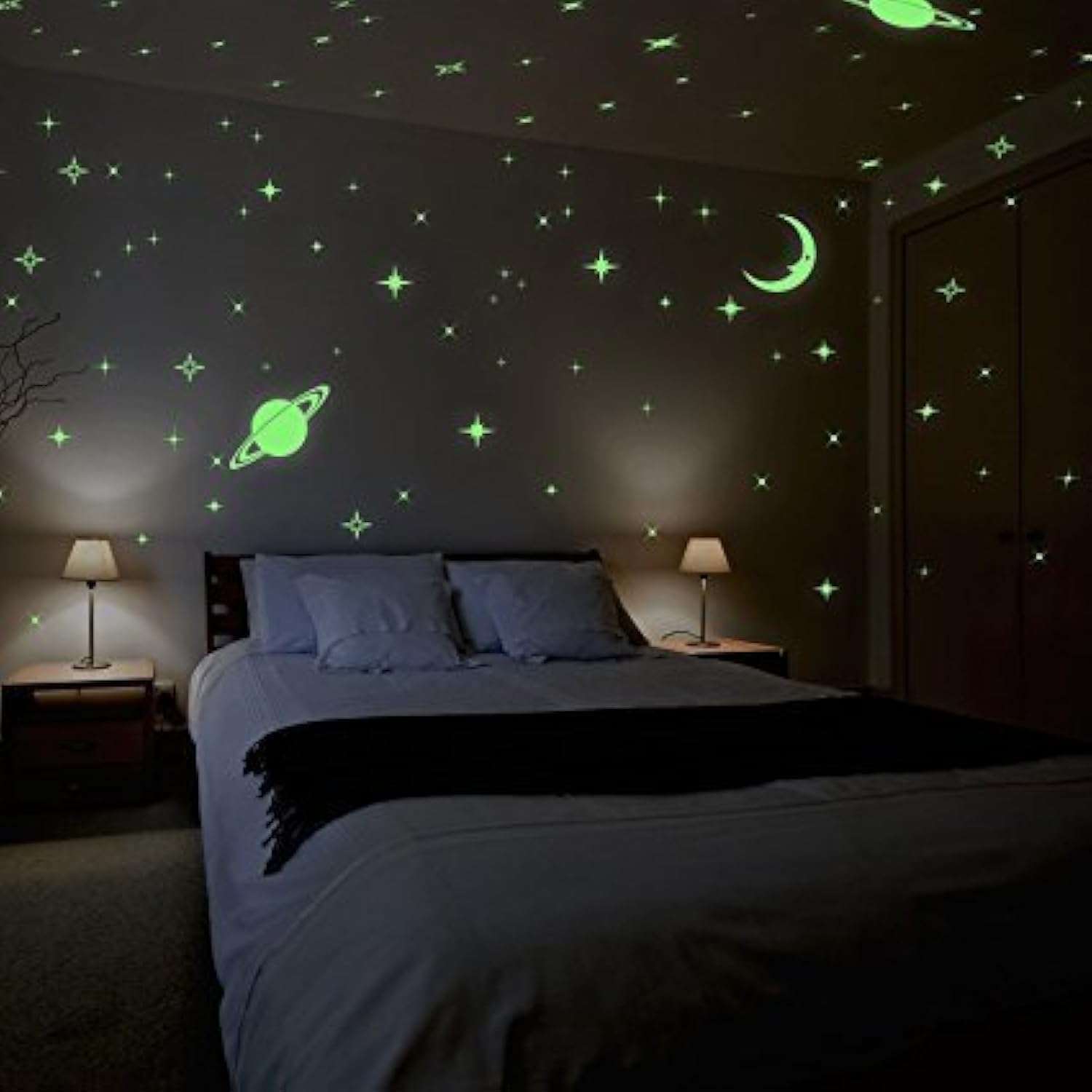 DreamKraft Vinyl Galaxy of Stars Wall Glow in The Dark Stickers 24 x19x2 CM, Green
