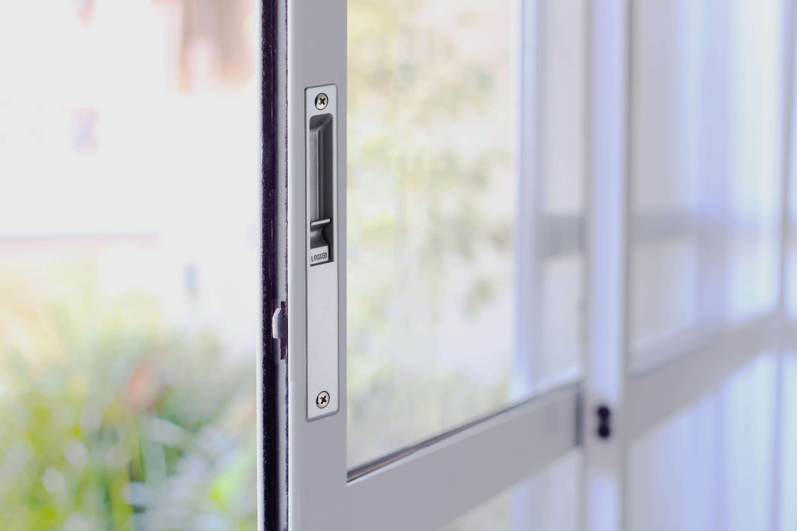Wright Products - Keyed Flush Mounted Sliding Patio Door Latch Set, Aluminum Grey - Replacement Locking Flush Handle 6