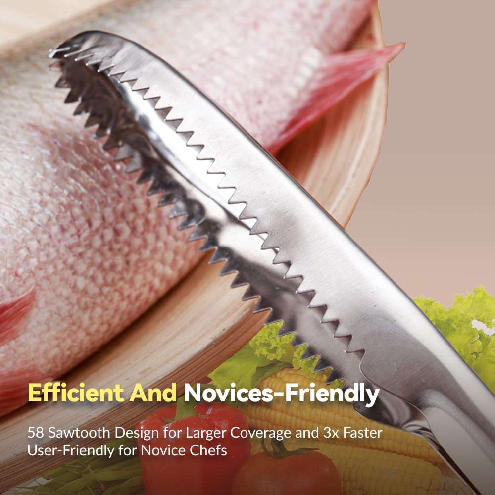ADORAMBLING Fish Scaler Stainless Steel Fish Scaler Remover No Mess - Sturdy Fish Scale Remover Portable Fish Descaler Tool- Reliable Fish Cleaner Fish Scraper for Quick & Easy Fish Scaling Cleaning 4