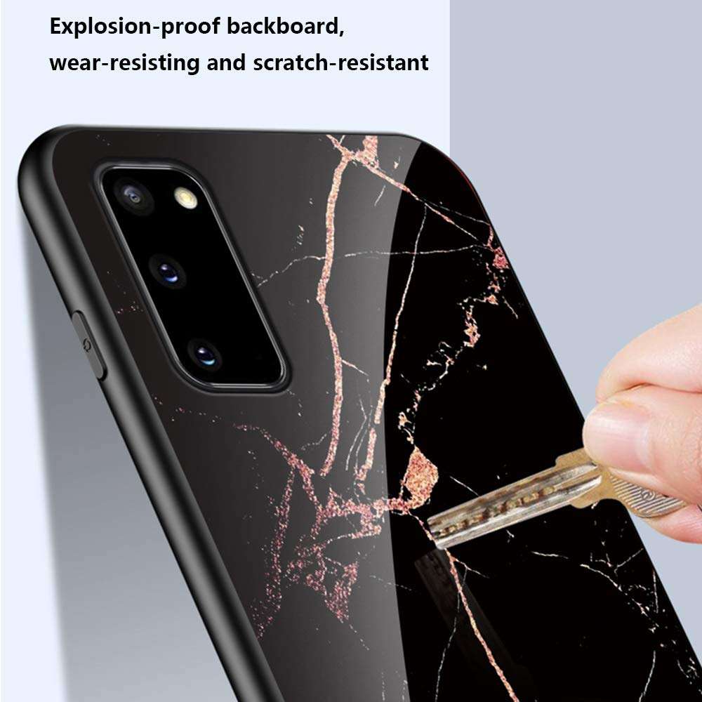 for Samsung Galaxy S20 FE 5G Case, Marble Hard Cover Made of 9H Tempered Glass Back Shell and Soft Silicone TPU Bumper Mobile Phone Protective Case Scratch-Resistant for Galaxy S20 FE 5G (8) 4