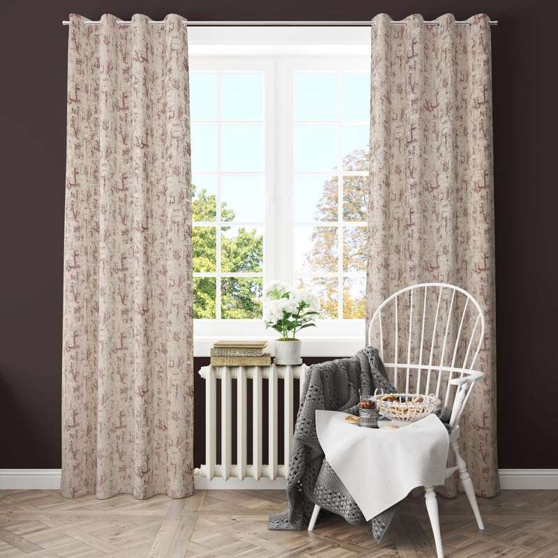 gsd home Premium Heavy Jacquard Fabric Room Darkening Omega Texture Design Curtains 5 Feet for Window, Wine, 3 Pieces 3