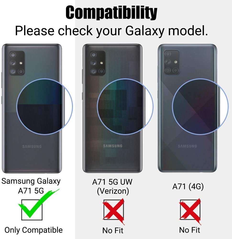 E-Began Case for Samsung Galaxy A71 5G Case with Tempered Glass Screen Protector [Not Fit A71 5G UW Verizon], Magnetic Metal Built-in Ring Holder Stand, Full-Body Protective Military Case -Silver/Gold 2