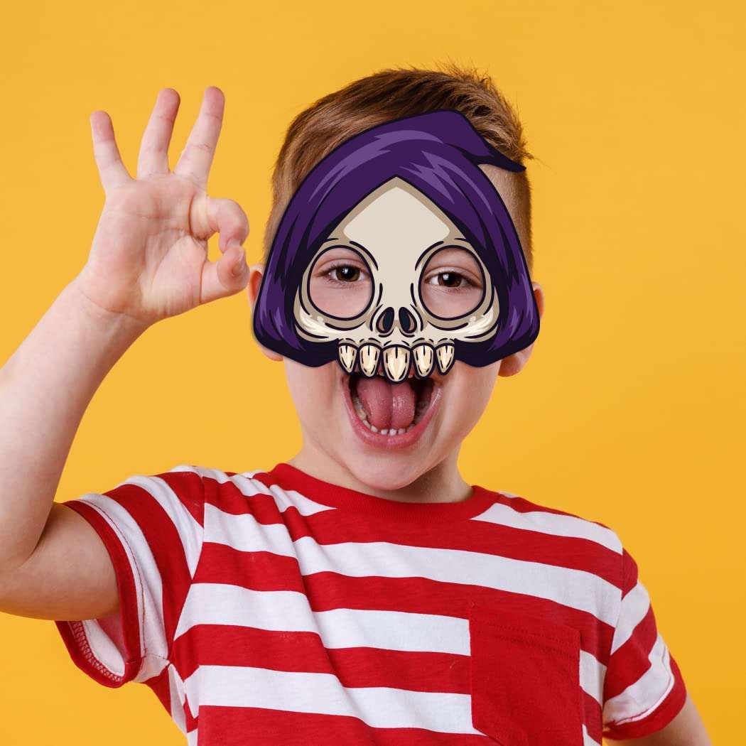 Festiko® Halloween Theme Eye Masks (42 Pcs), Halloween Theme Party Supplies, Return Gifts for Kids, Halloween Theme Party Items,Grip Reaper Eye Masks for Kids 6