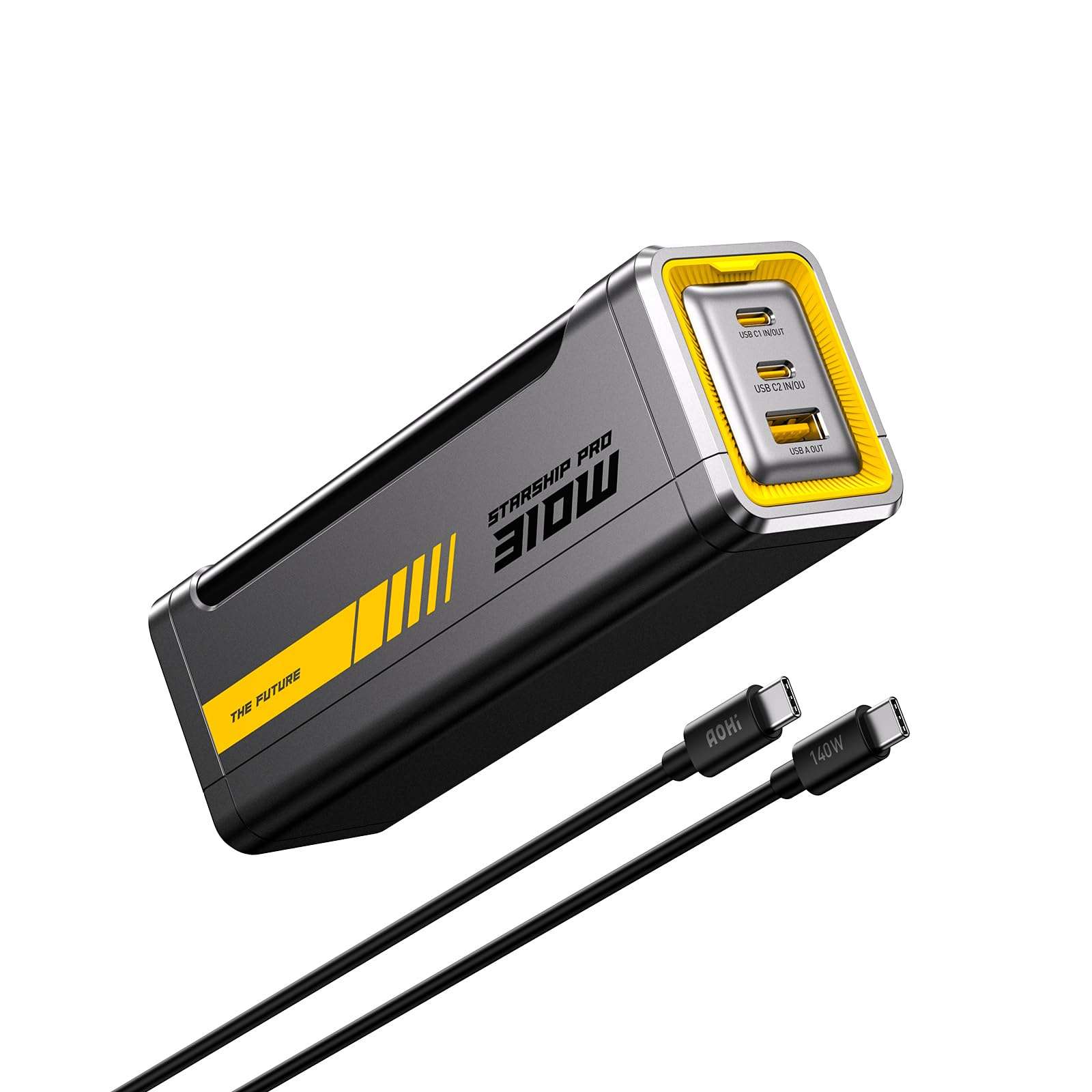 AOHI 310W PD3.1 Power Bank 20000mAh, Dual 140W USB-C Ports Fast Charging Portable Charger with Smart Display, The Future Starship 74Wh Battery Pack for MacBook Pro/Air, iPad, iPhone 17,Galaxy,Gray 1