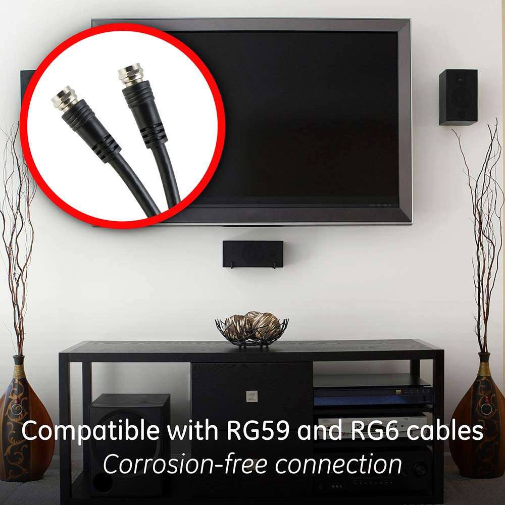 GE 2-Way Coaxial Cable Splitter, 5-900 Mhz Range, RG59 RG6 Coax Compatible, Audio, Video, Works with HD TV, Cable, Amplifiers, Amplified Antennas, Nickel, Corrosion Resistant, 35046 4