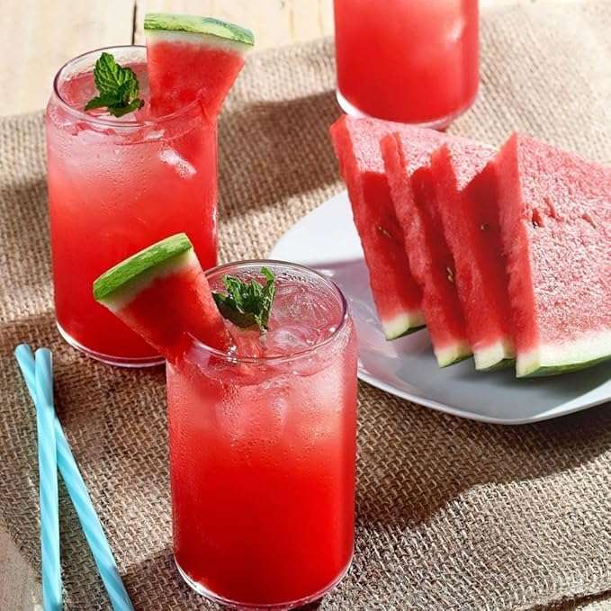 Dakshayanii Drinking Glasses with Bamboo Lids and Glass Straw, Can Shaped Glass Cups Juice Glasses Ice Coffee Glasses Cute Tumbler Cup - 500ml, (Set of 6) 5