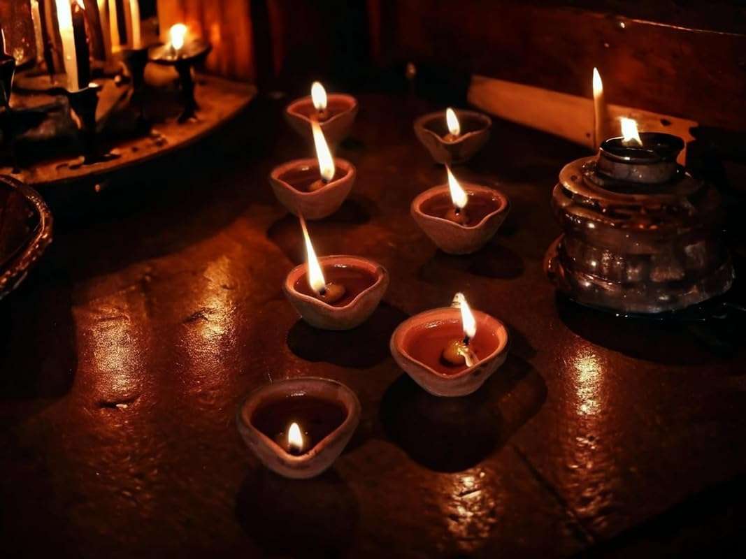 IMAGICART Terracotta Mitti Diyas, Diwali Traditional Deepak, Diyas for Puja, Home Decor Deepak for Diwali, Indian Festival Oil Lamps, Pack of 5 4