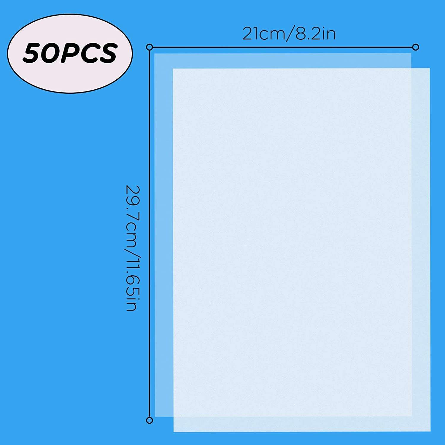 AIEX 50 Sheet 11 x 8.5 Inch Translucent Vellum Paper, Clear Tracing Vellum Sheet, Printable Vellum Drafting Paper for Art Printing Sketching Drawing Scrapbooking 2