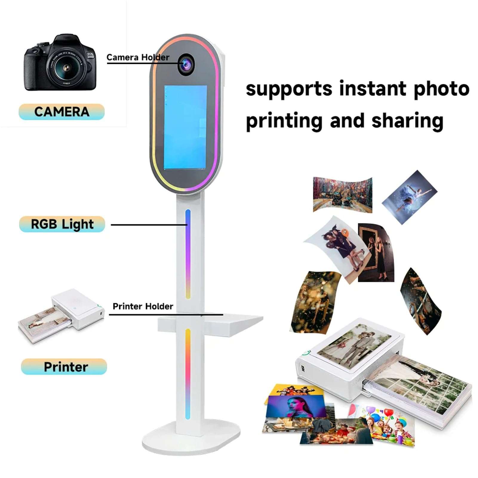 FXNFXLA DSLR Photo Booth Machine Portable 15.6 Inch Touch Screen Camera Mirror Photobooth with Flight Case Packing for Wedding Party Events 5