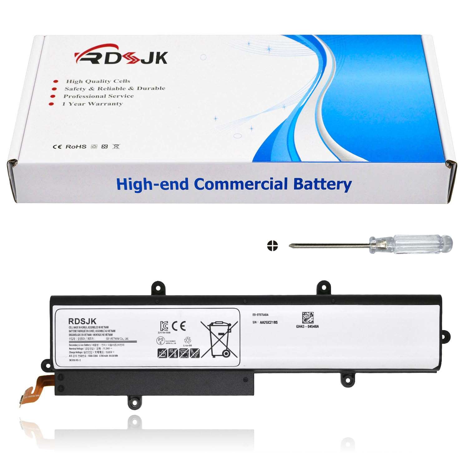 EB-BT670ABA EB-BT670ABE AA2HC15BS AA2GB07BS Laptop Battery for Samsung Galaxy View 18.4" SM-T670 SM-T677A Series AA2GB07B AA1G907KS AA1GA02BS AA2GC16BS AA2GB23BS AA2GA26BS AA2H305BS 11.34V 64.64Wh 1