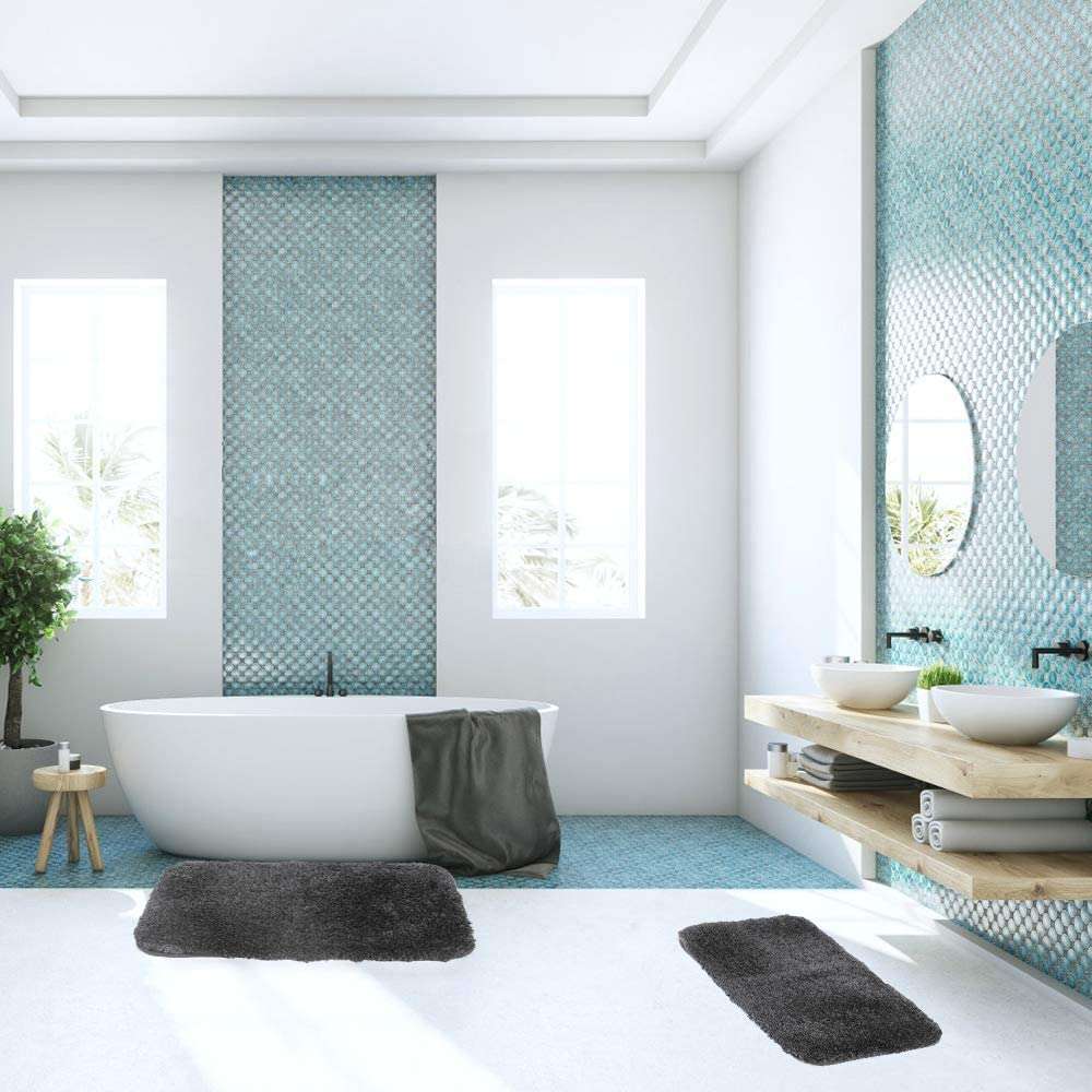 SIWAN | Premium Anti-Slip Microfibre Doormats for Kitchen 60cm x 40cm, Grey Set of 1 Model no. 169 6