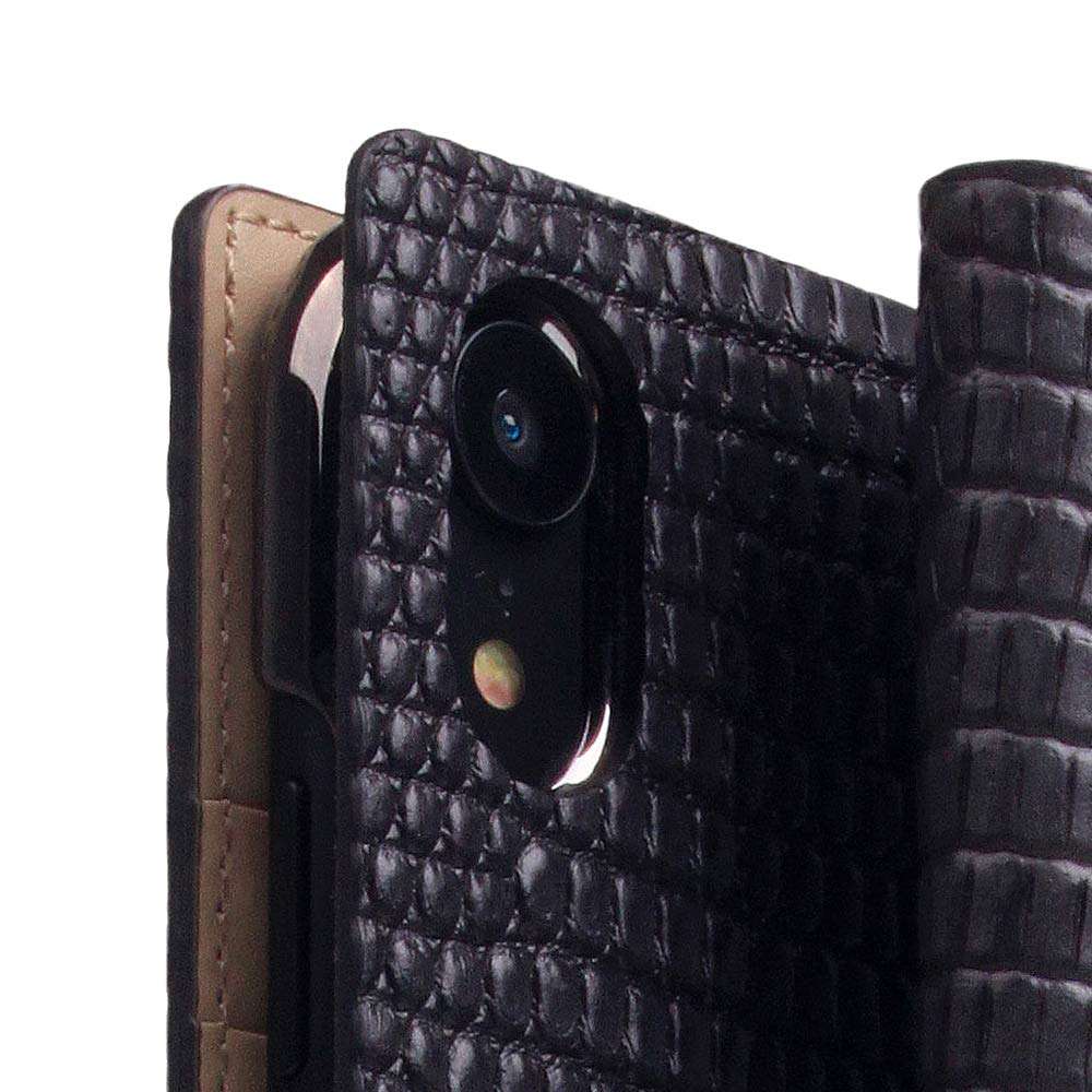 SLG iPhone XR Leather Wallet Case, D3 Italian Lizard Leather Diary Flip Cover Card Slot Holder with Gift Box, Handmade and Designed for Apple iPhone XR (Black) 4