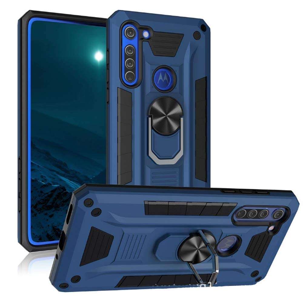 Ranyi for Motorola One 5G Ace Case, Motorola one 5G UW ace Case, Heavy Duty Armor Case with 360 Rotating Ring Holder Kickstand Feature Shock Absorbing Full Body Protective Rugged Case -Blue 1