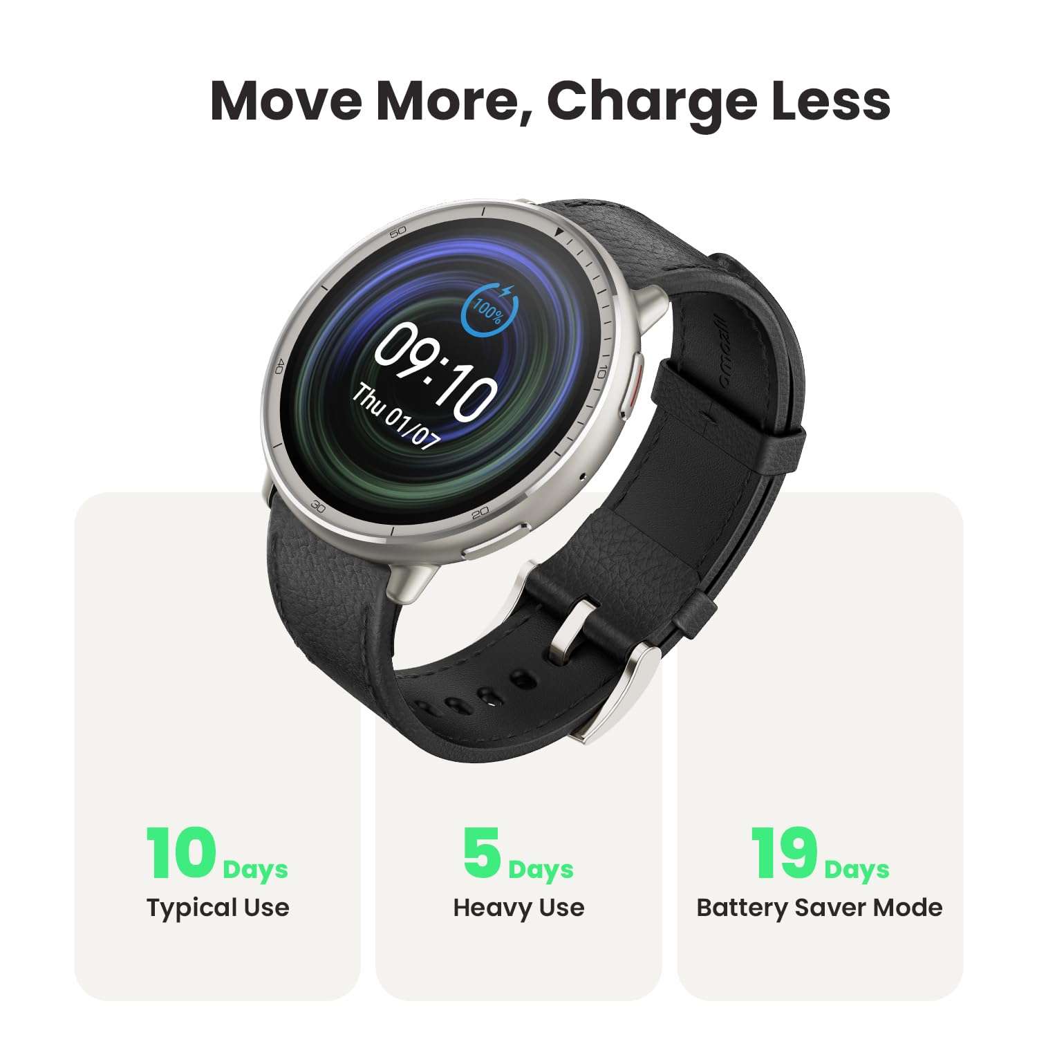 Amazfit Active 2 Premium Smart Watch Fitness Tracker (Round) for Android & iPhone, 10 Day Battery, Water Resistant, GPS Maps, Heart & Sleep Monitor, HYROX Mode, Sapphire Glass, Leather + Sport Strap 4