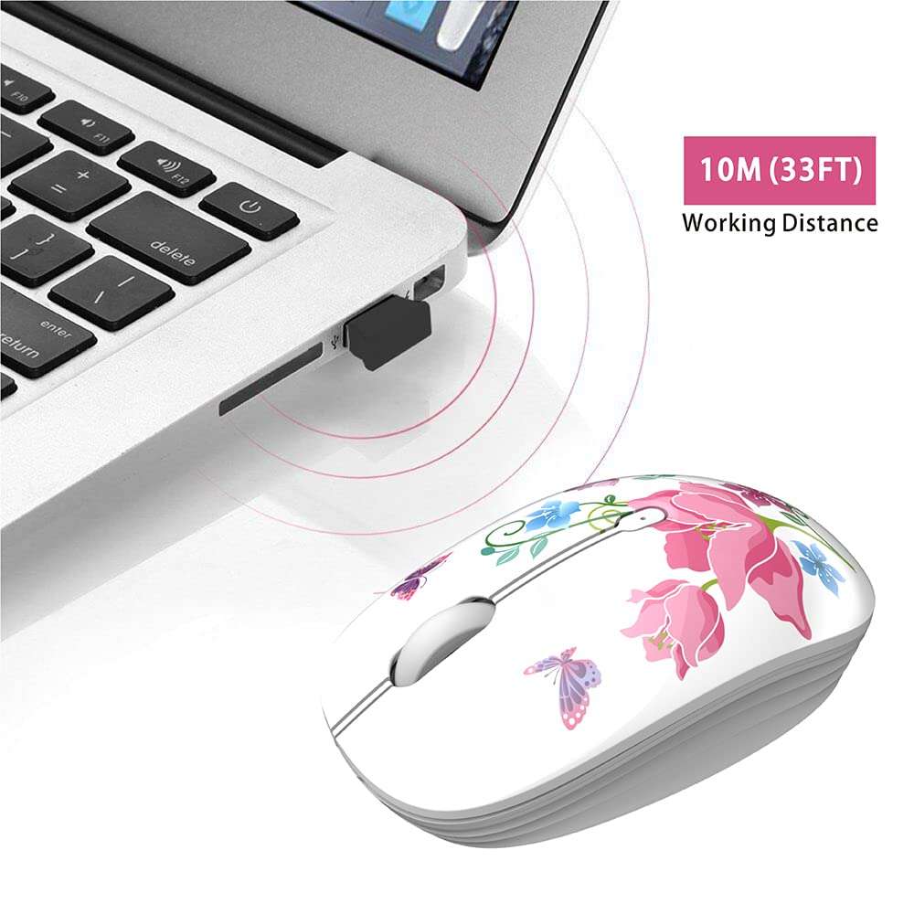 TENMOS M101 Wireless Mouse Cute Silent Computer Mice with USB Receiver, 2.4G Optical Wireless Travel Mouse 1600 DPI for Laptop, Notebook, PC, Computer (Bear) 4