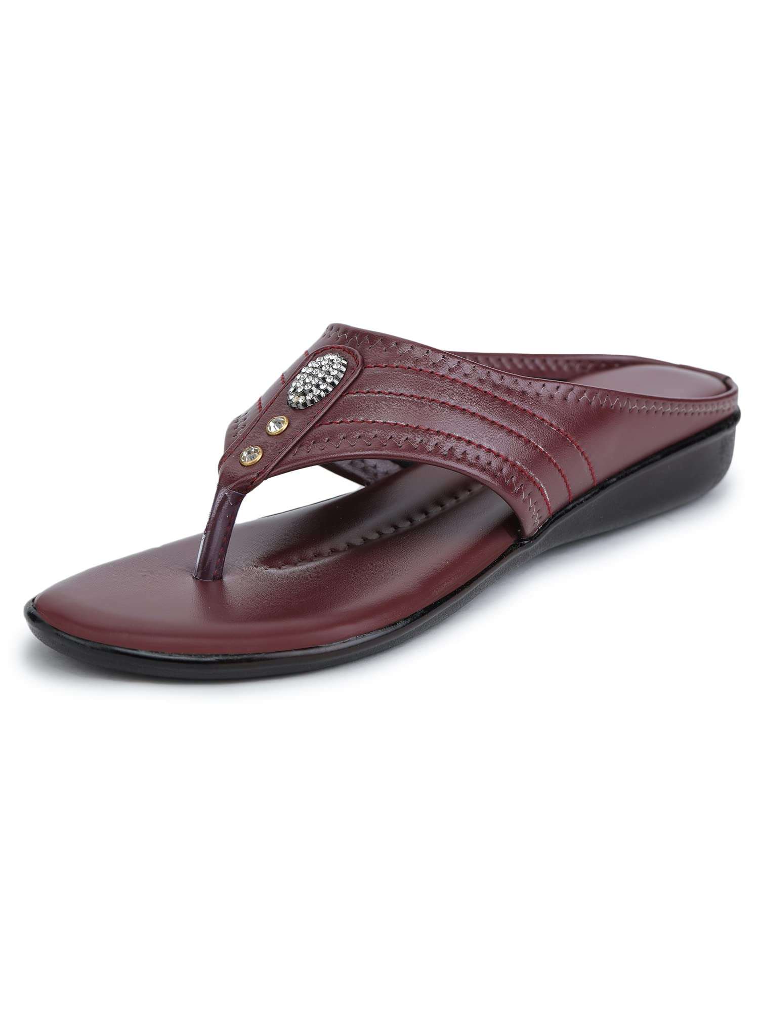 Bootco Flat for Womens & Ledies Attractive Silver Nag Design With Comfortable Soft Feel During Wearing This Trending Red Color Easy To Fitt Flat Slipper 5