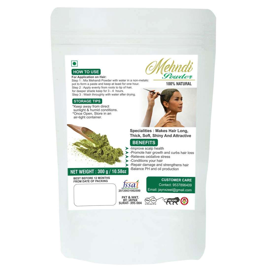 Jay Nx Natural Mehndi Powder 300g Pack of 2 5