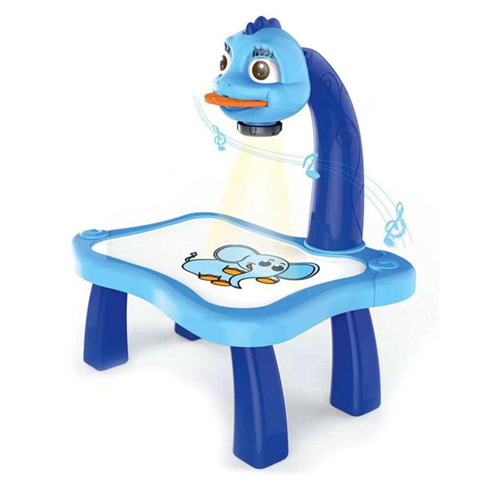 ZICRIC Projector Painting Set for Kids, Educational Early Learning Projection Drawing Table, Trace and Draw Projector Toy with Light & Music, Graffiti Children Projection Drawing Board, Blue 2