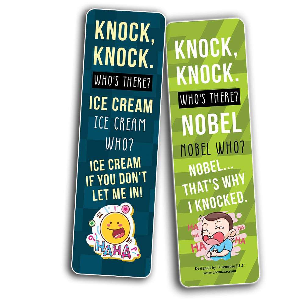 Knock Knock Jokes Bookmarks (60 Pack) - Great Party Favors Card Lot Set – Epic Collection Set Book Page Clippers – Cool Gifts for Children, Boys, Girls 5