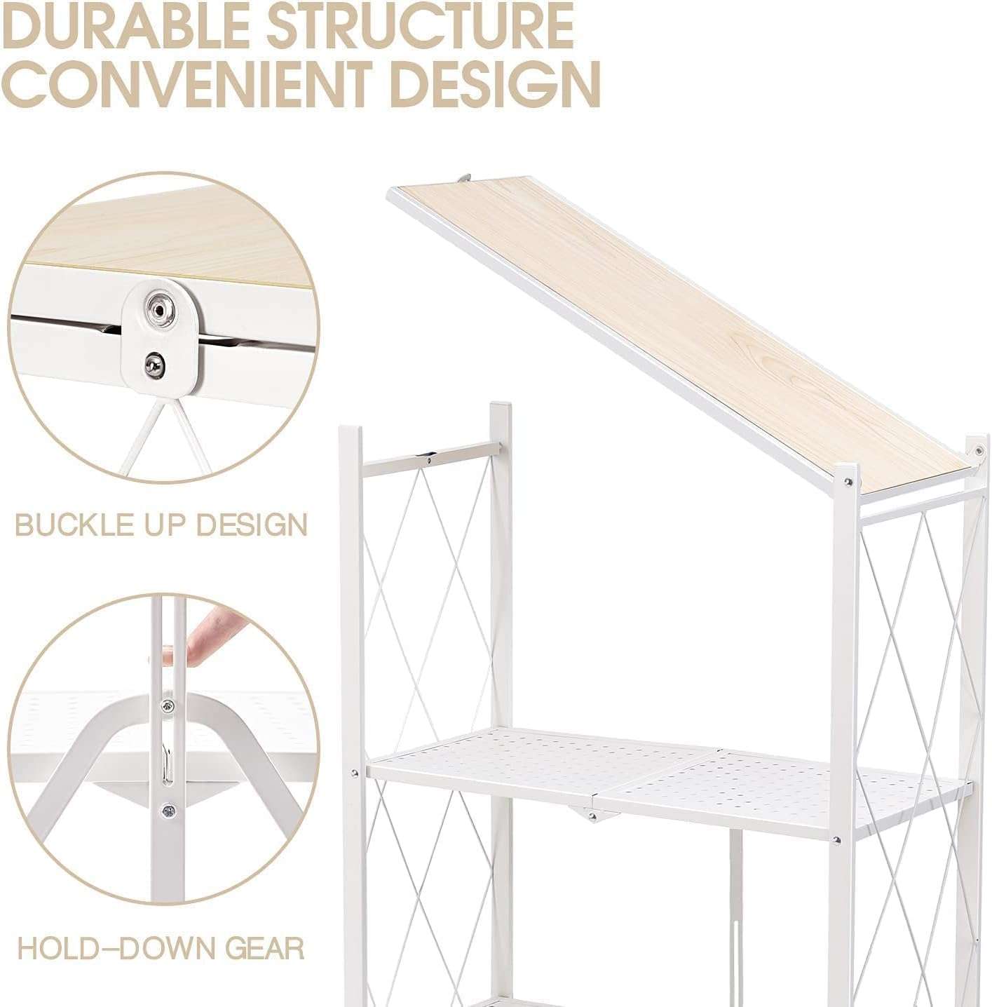 Oumffy White Adjustable Set of 4-Shelf Metal Organizers Rolling Cart Display Wire Rack, with Wheels Storage Shelving Unit,Heavy Duty Garage Storage Rack, Metal Kitchen Shelf, 47 Inches Height, White 6
