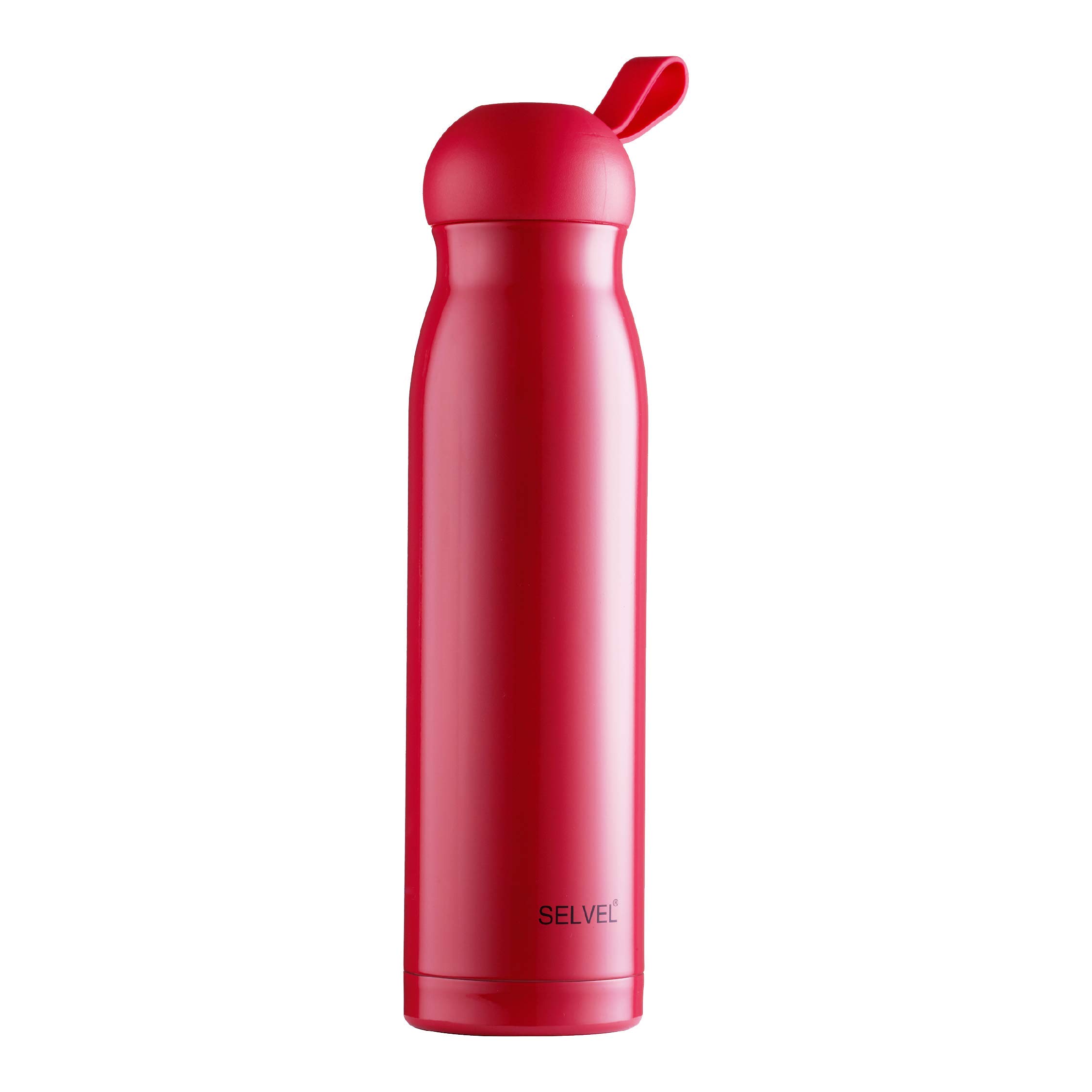 Selvel Stainless Steel Water Bottle for 12 Hours Hot & Cold Water/Beverages | Thermosteel Double Wall Vacuum Insulated Stainless Steel Water Bottle | BPA Free & Leak Proof - 600 ML (Crimson Red)