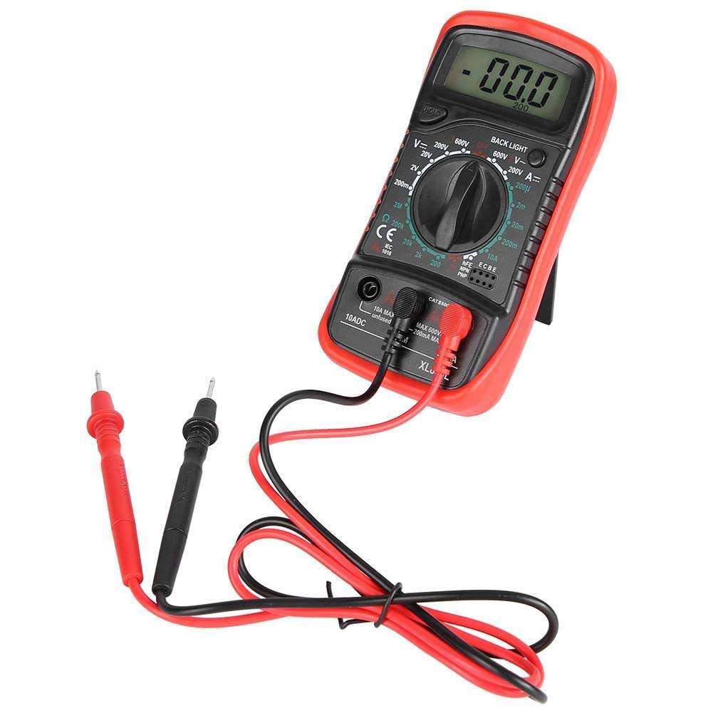Digital Multimeter, LCD Backlight Display Handheld Voltmeter Ammeter Overload Protection Ohmmeter Current Voltage Tester Measure AC/DC Voltage, DC Current, Resistance, Diode, Triode(Red) 6