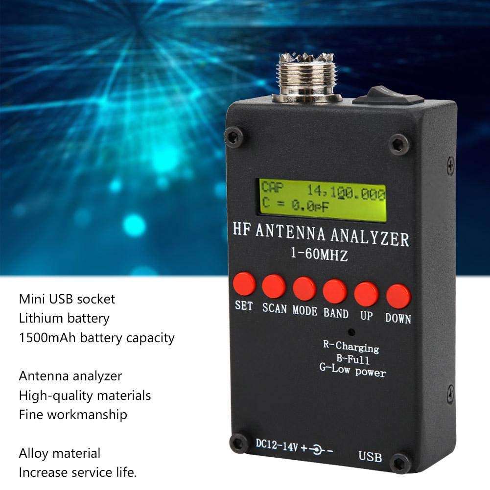 Antenna Meter Mini60S Antenna Analyzer 1-60MHz DC12-14V Network Analyzer Radio Accessory with Mini USB Socket 5