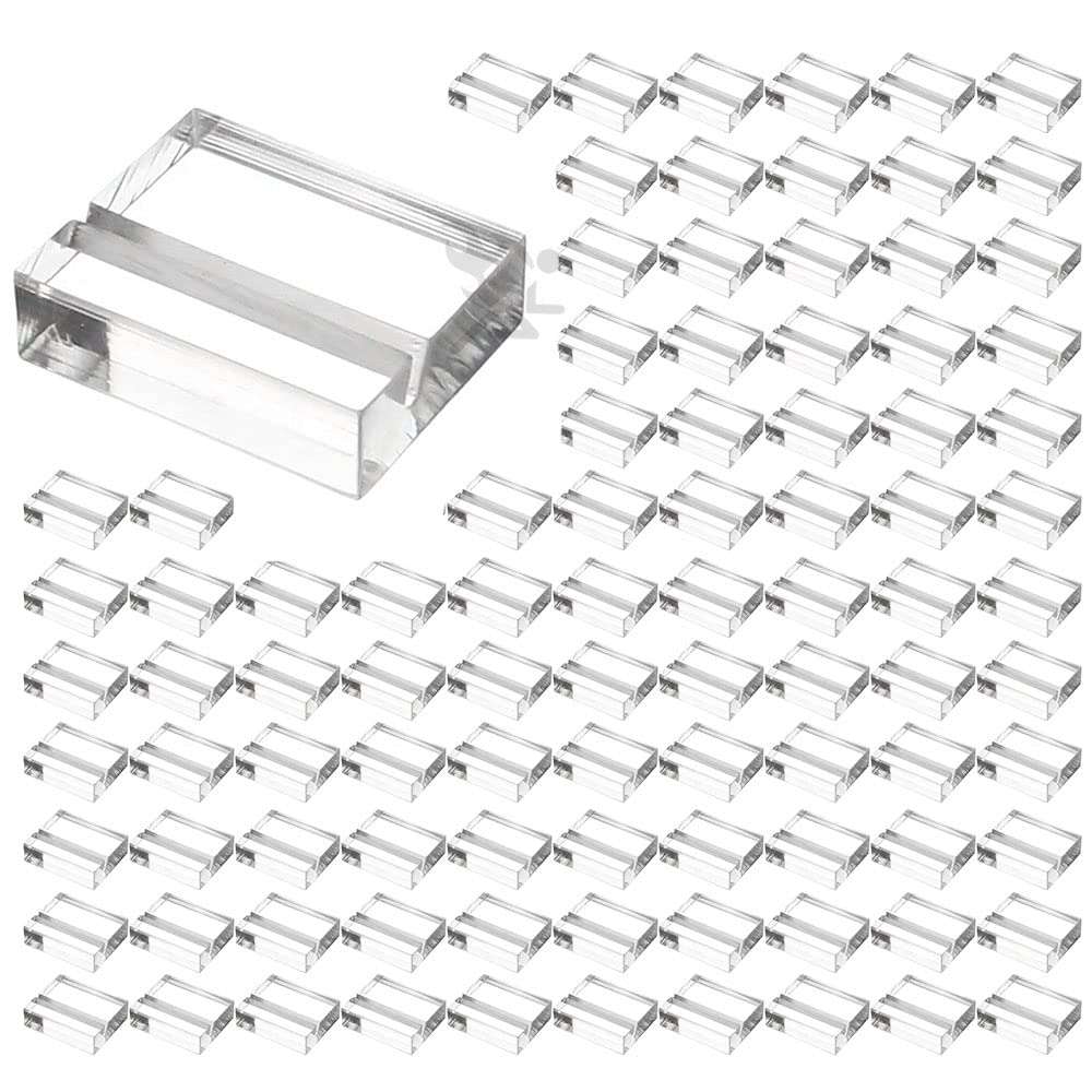 OnFireGuy 96pcs Place Card Holder Display Stands 1.25" Acrylic Card Holders for Wedding Place Cards Table Numbers Product Labels Slotted Name Place Card Sign Display Stands 1