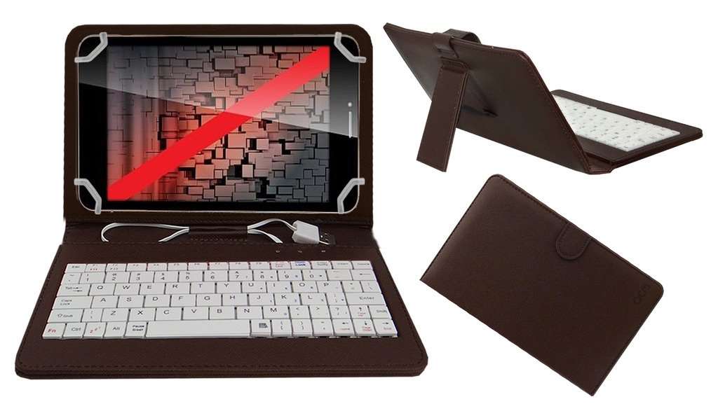 Acm USB Keyboard Case Compatible with Iball Slide 3g 6095 Q700 Tablet Cover Stand Study Gaming Direct Plug & Play - Brown