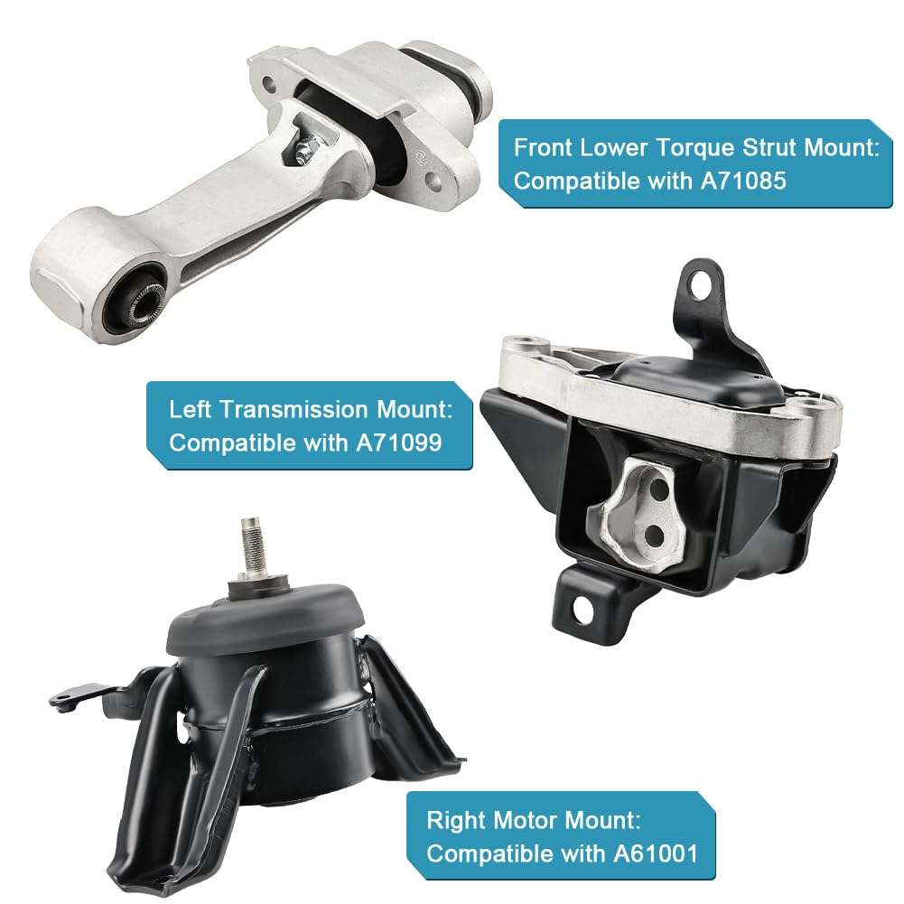 JDMON 3Pcs Engine Motor & Transmission Mount Kit Replacement for Hyundai Sonata 2.0L 2.4L 2015 2016 2017 2018 2019 Compatible with A61001, 21810C1020, A71085, 21950C1100, A71099, 21830D4100 3