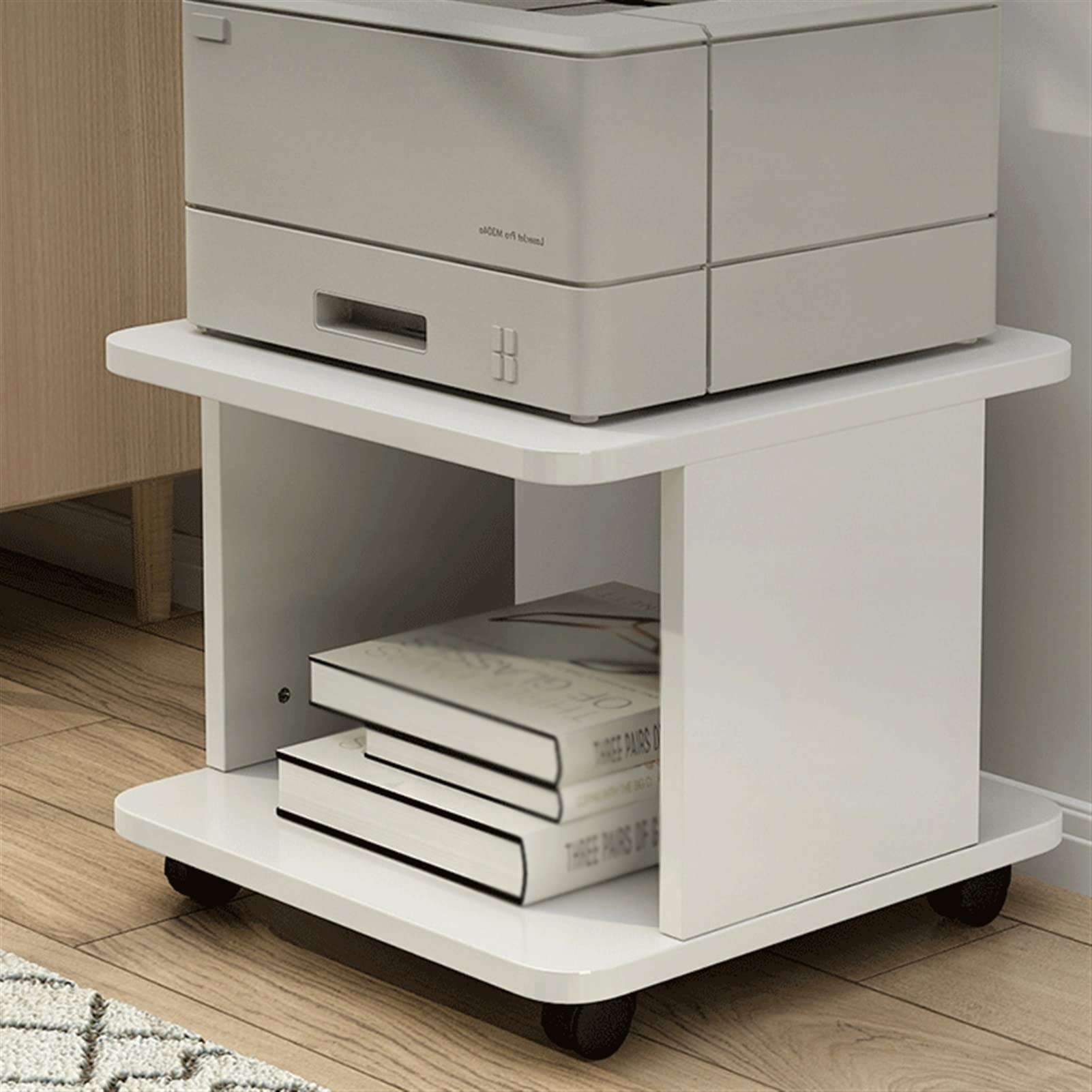 YNWDBY Home Printer Stand Printer Stand Office Multi-Layer Mobile Printer Rack Home Pulley Fax Machine Rack Heavy-Duty Copier Storage Rack Printer Table for Home Office(D) 6