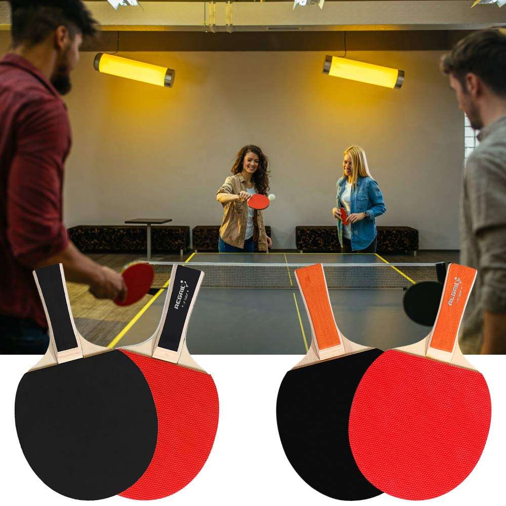 Ping Pong Paddles Quality Table Tennis Rackets 2 Ping Pong Bats Long Handle Ping Pong Racket Set Training Accessories Racquet Bundle Kit with 3 Balls for Both Indoor and Outdoor 6