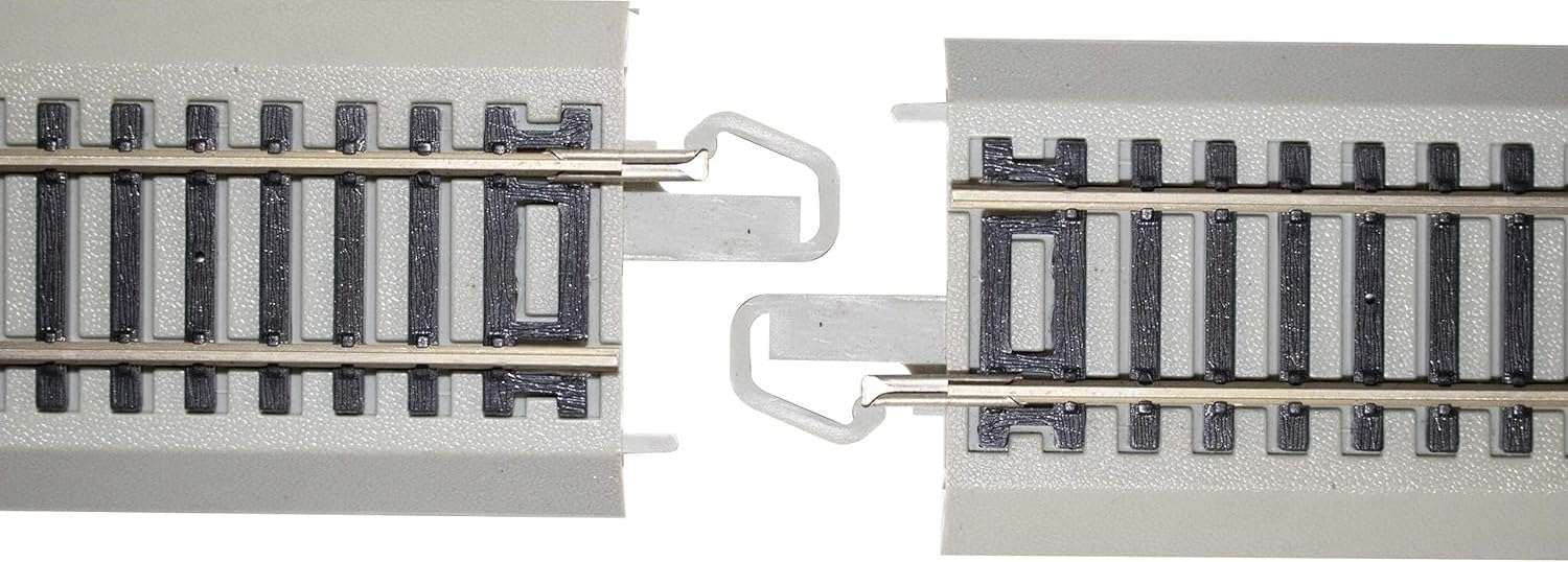 Bachmann Trains - Snap-Fit E-Z TRACK 4.50” STRAIGHT TRACK (4/card) - NICKEL SILVER Rail With Gray Roadbed - HO Scale 4