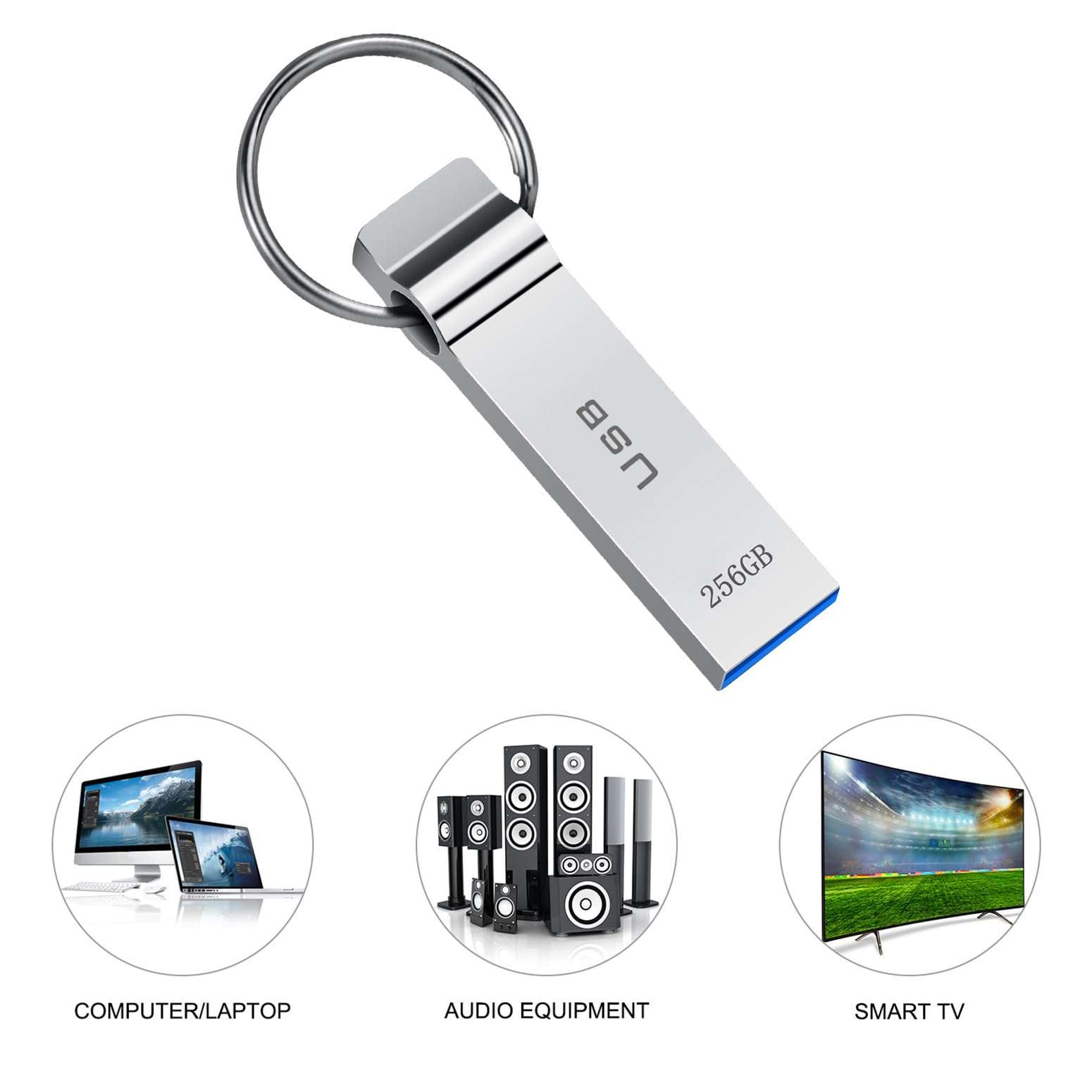 USB Flash Drive 230GB Waterproof USB Stick High Speed Memory Stick 230GB Ultra Large Storage Metal Thumb Drive with Keychain Design for Laptop Computer Tablet 5