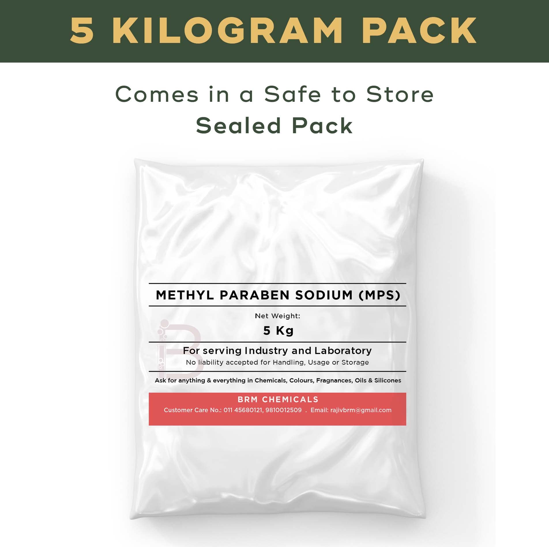 BRM Chemicals Methyl Paraben Sodium MPS - 5 KG For Soap Making, Shampoo, Cosmetics, Serum Making, Beauty Formulations, Moisturizer, Lotion Making & DIY Personal Care For Face, Hair, Skin & Body 3