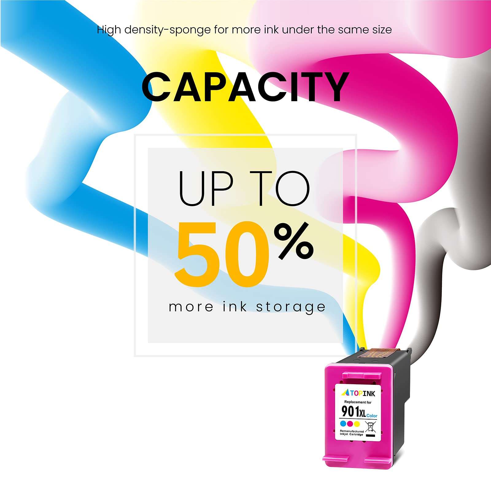 ATOPINK Remanufactured Ink Cartridge Replacement for HP 901XL 901 XL (1 Tri-Color) Work with OfficeJet 4500 J4540 J4550 J4680 J4580 J4680c J4500 J4524 G510b G510g G510a G510h J4525 J4535 Printer Tray 4