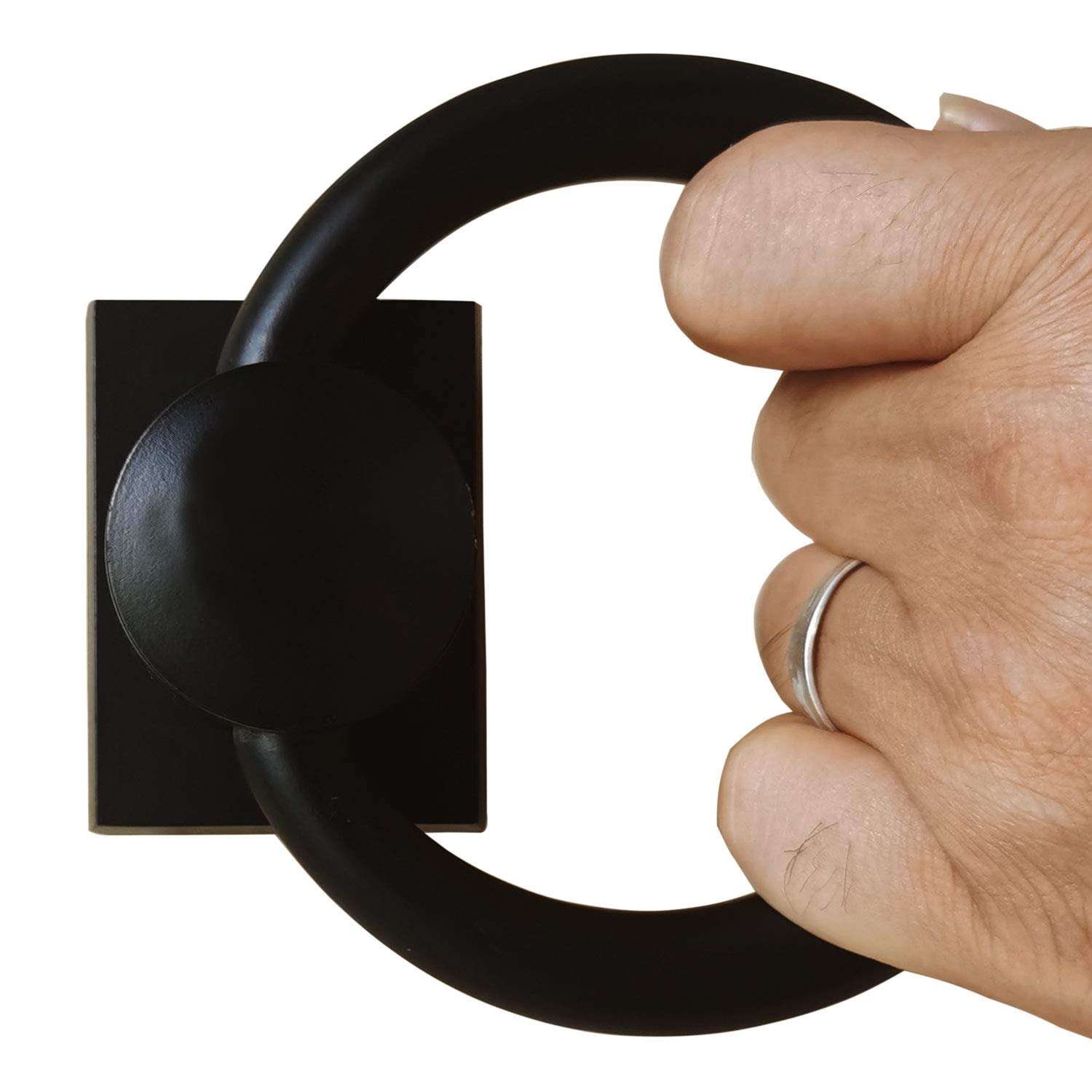 trust4care 3-3/4" Sliding Barn Door Handles, Flat Black Flush Grab Pull Hardware Set for Barnyard Recessed Sliding Doors, Pendant Ring Rustic Decorative(1, Flat Black) 6