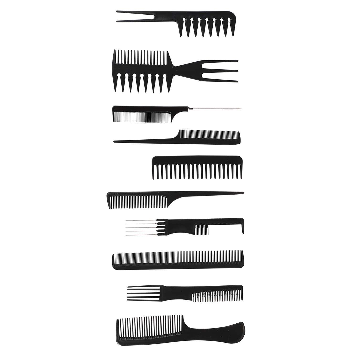 NFI essentials Professional Hair Cutting and Styling Comb Kangi Salon Kit Combs Cumb Come Hair Comp - Combo Set of 10; Black (Black) (combo) (comb) 3