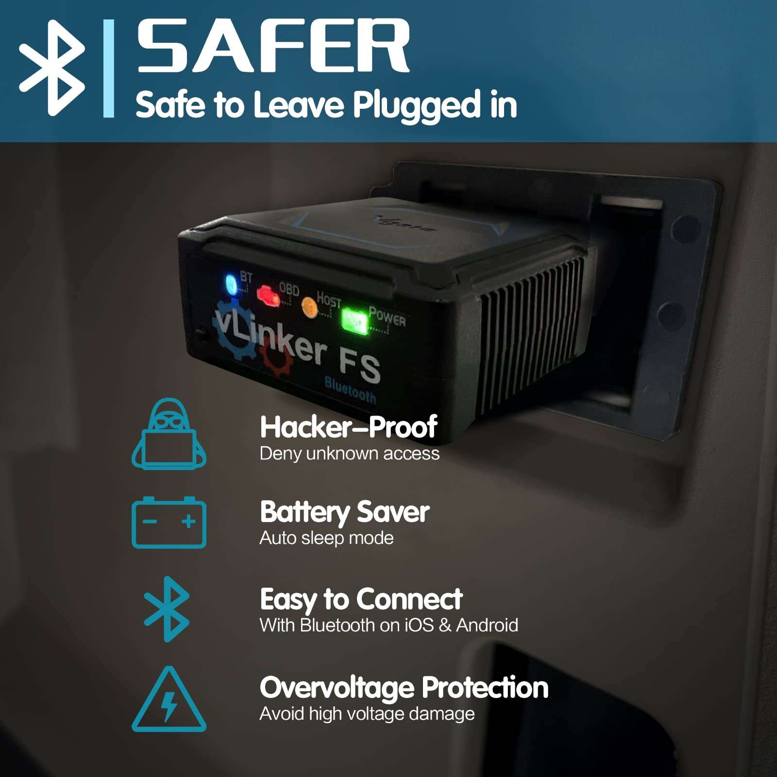 Vgate vLinker FS Bluetooth OBD2 Diagnostic Scan Tool, OBDII Car Code Reader for iOS, Android & Windows 3