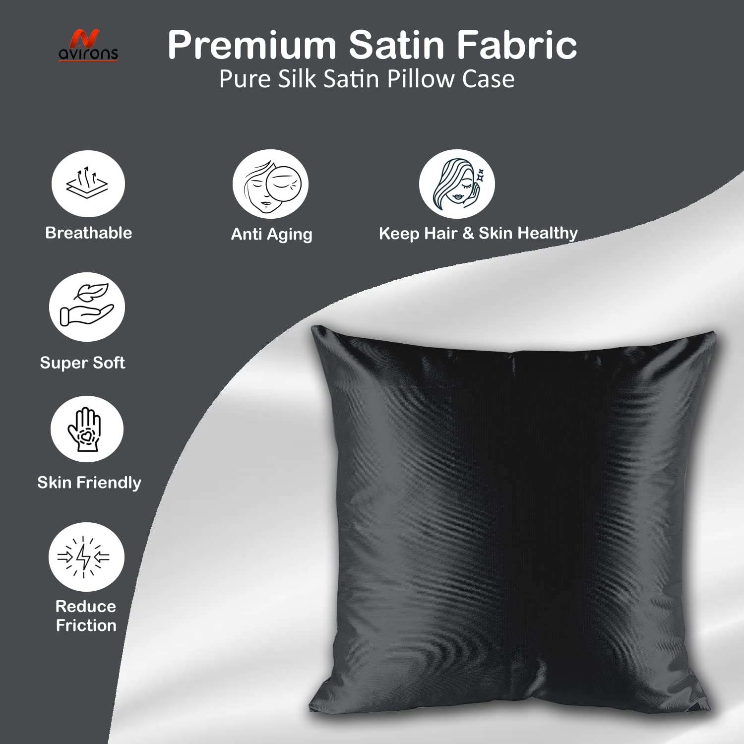 Avirons Soft & Smooth Satin Silk Cushion Cases| Satin Silk Cushion Covers/Cases Good for Hair and Skin | Satin Cushion Covers Best for Aging Anti Hair Hypoallergenic| Pack of 2 4