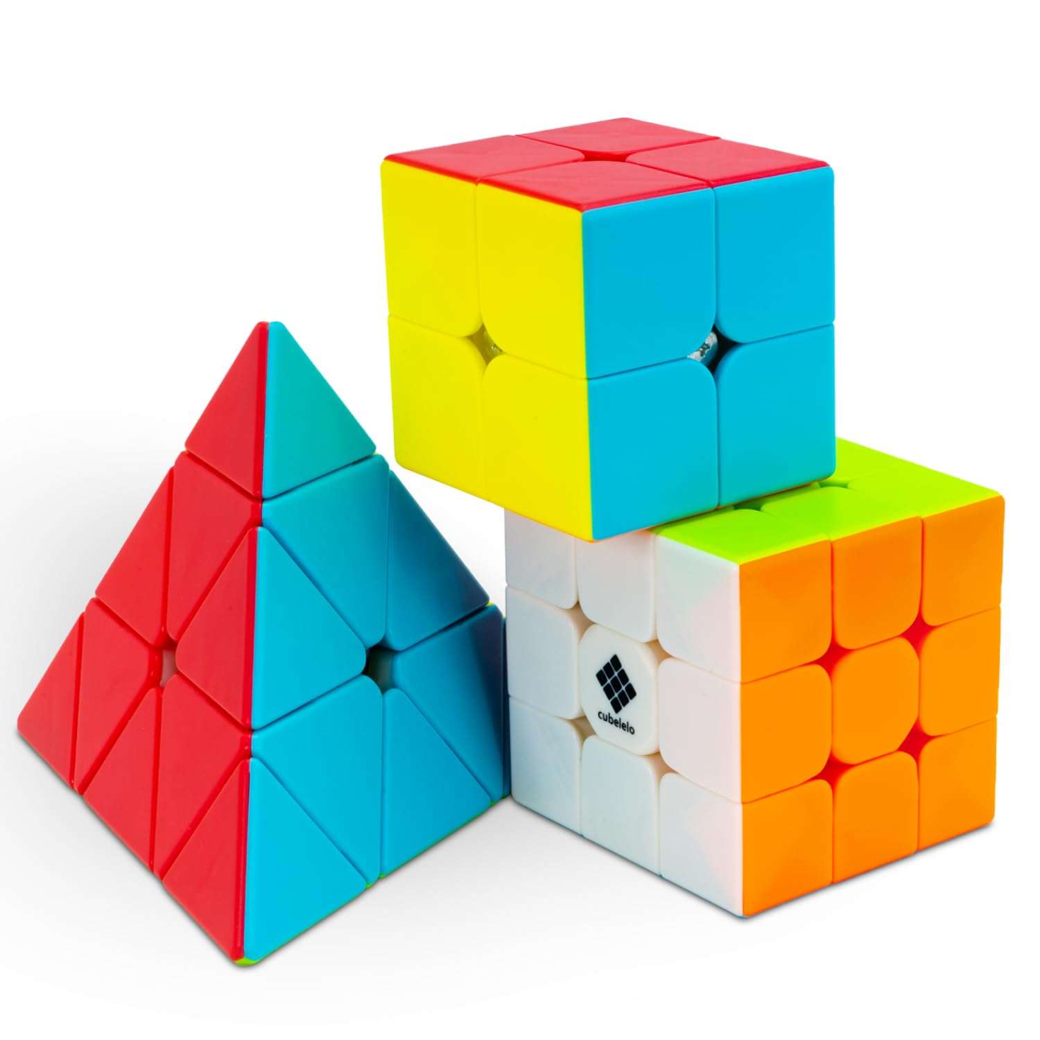 Cubelelo Drift 2x2, 3x3 & Pyraminx Cube Combo (Stickerless) | Ideal for Kids Above 3 4 5 6 Years Old Boys Girls | 3 in 1 Speedcube Gift Set | High Speed Puzzle 3x3x3 2x2x2 Pyramid Triangle 1