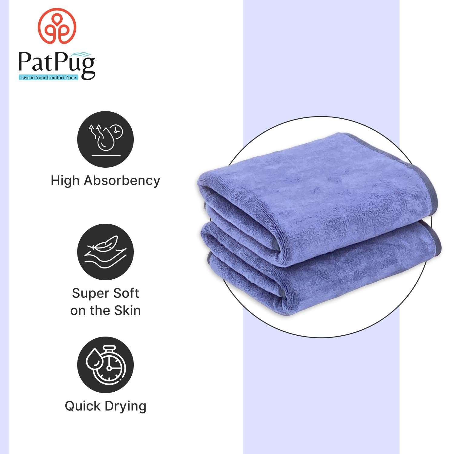 PatPug Ultrasoft Microfiber, 2 Piece Hand Towel Set, Comfortable, Fade Resistant, Highly Absorbent, Quick Drying (Royal Blue) 3