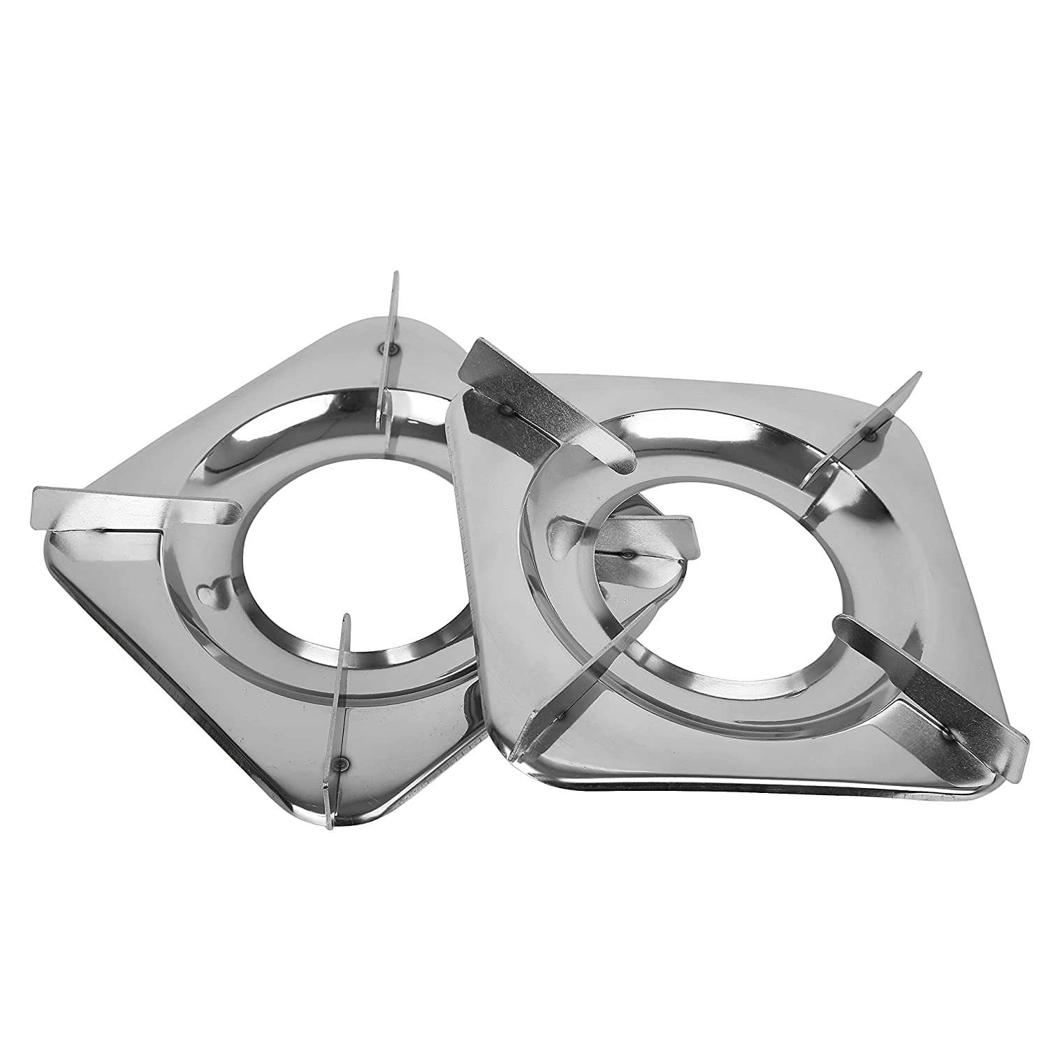 Lakshmi Stainless Steel Square Pan Support/Gas Stove Stand, Silver (Pack of 2) 1