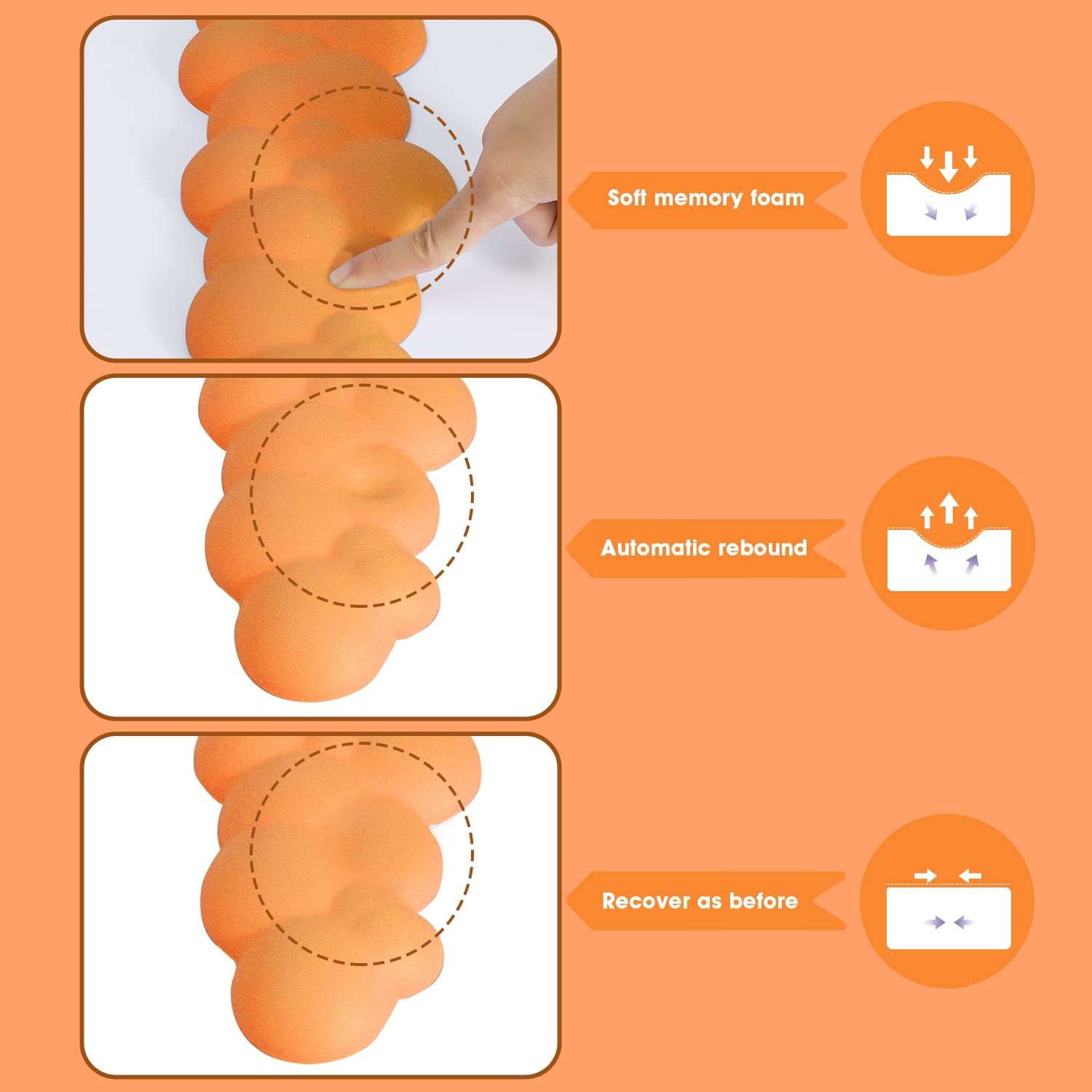 Gaming Keyboard Cloud Wrist Rest Pad,Memory Foam Keyboard Palm Rest,Ergonomic Hand Rest,Soft Leather Wrist Rest for Computer Keyboard,Laptop,Mac,Lightweight for Easy Typing Pain Relief (Orange) 5