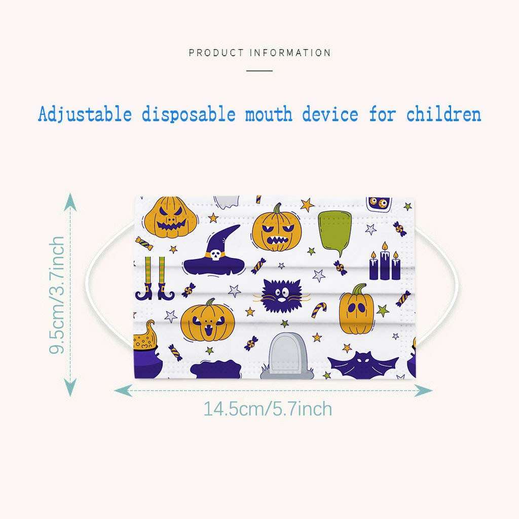 Coolbiz Kids Disposable Face_Mask,50pcs Cute Printing Face Bandanas,3 Ply Non-Woven Breathable for Outdoor Activities 5