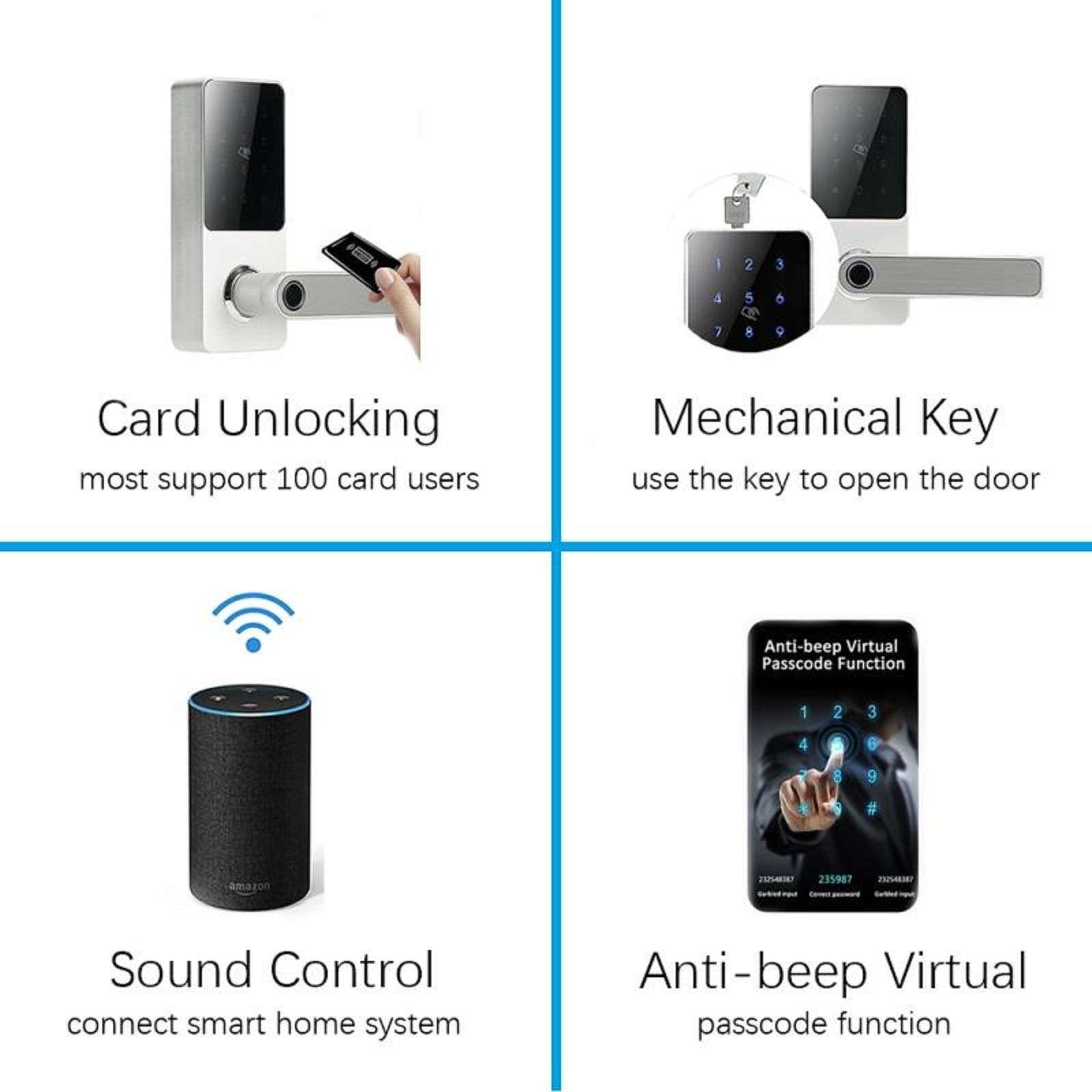 Keyless Entry Smart Door Lock, Smart Lock with Fingerprint, Touchscreen Keypad, Anti-peep Passcode, Electronic Digital Lock with Handle, High-Security Easy to Install for Home Office Hotel, Left Hand 3