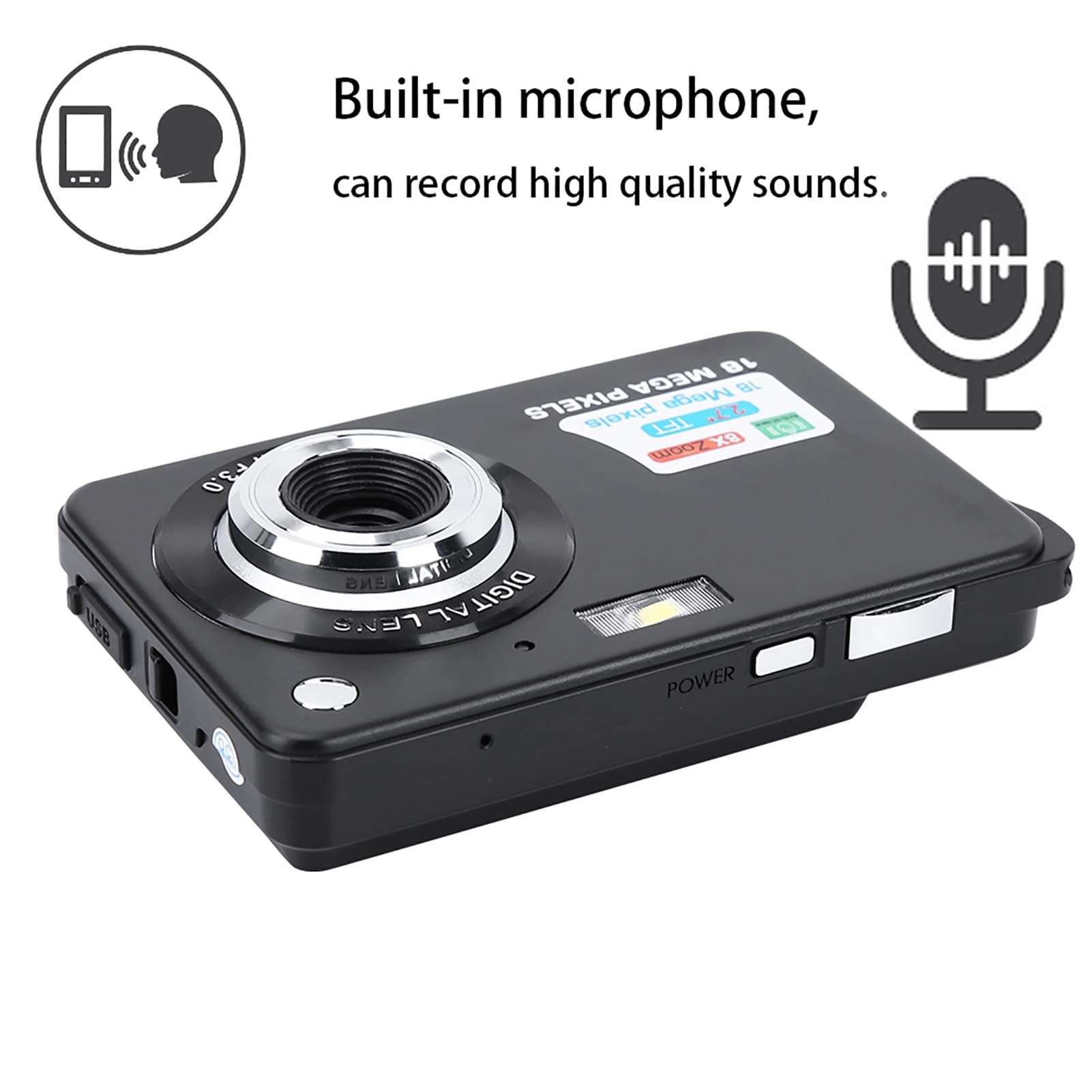 Kids Camera Toys, 2.7 Inch Kids Digital Camera with Battery Children Digital Video Camcorder Camera Selfie Camera for Kids(Black) 3